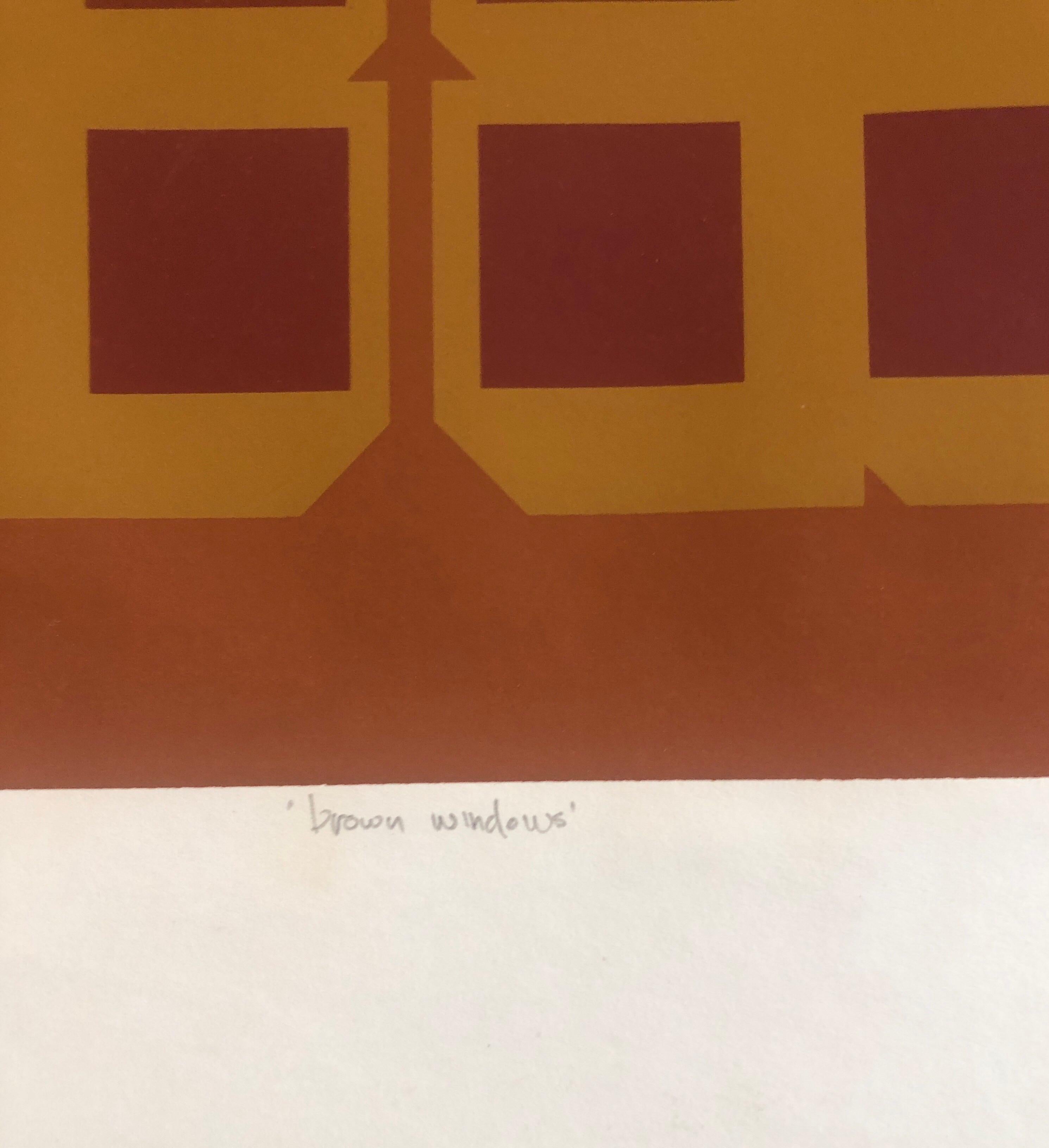 Abstract Geometric 1970s Kinetic Silkscreen Screen Print Manner Vasarely Op Art - Brown Abstract Print by Paul M. Levy