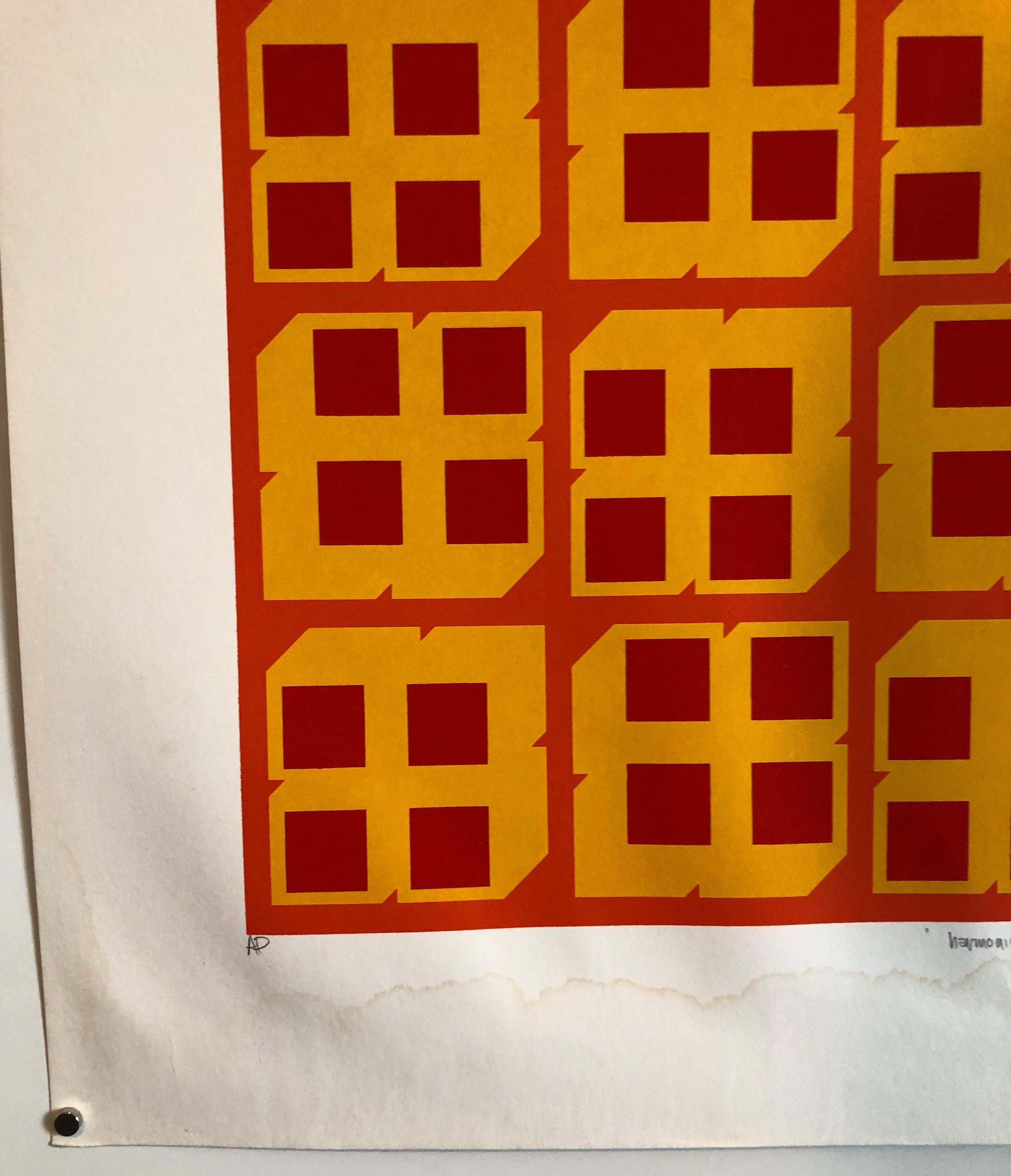 Abstract Geometric 1970s Kinetic Silkscreen Screen Print Manner Vasarely Op Art For Sale 2