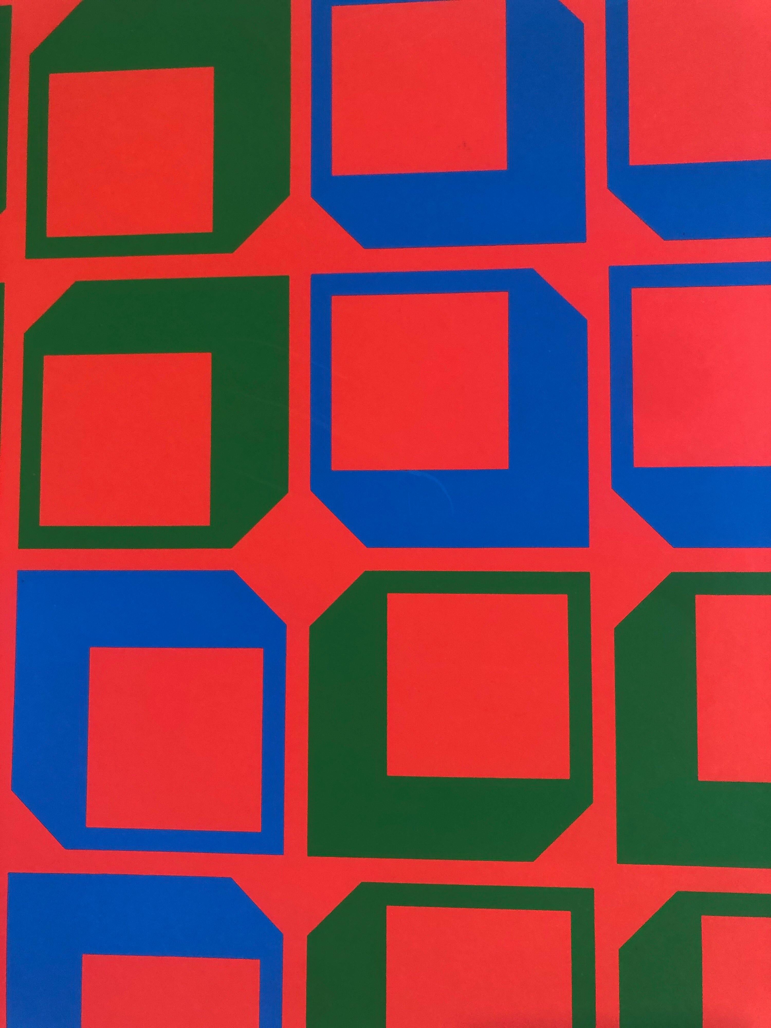 Kinetischer Siebdruck aus Seide mit Paraventdruck in der Art Vasarely Op Art, geometrisch abstrakt, 1970er Jahre im Angebot 1