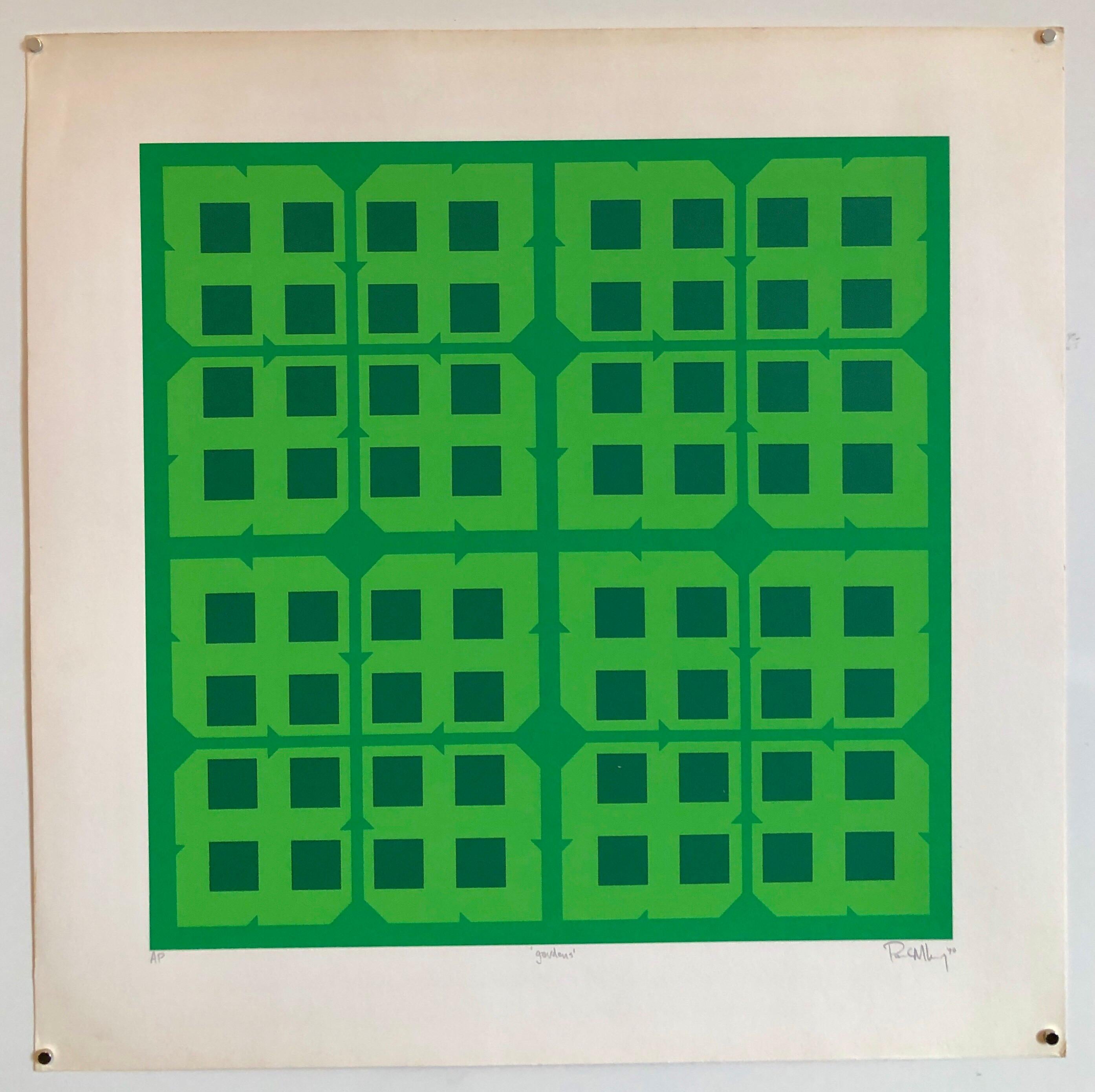 Abstract Geometric 1970s Kinetic Silkscreen Screen Print Manner Vasarely Op Art 2