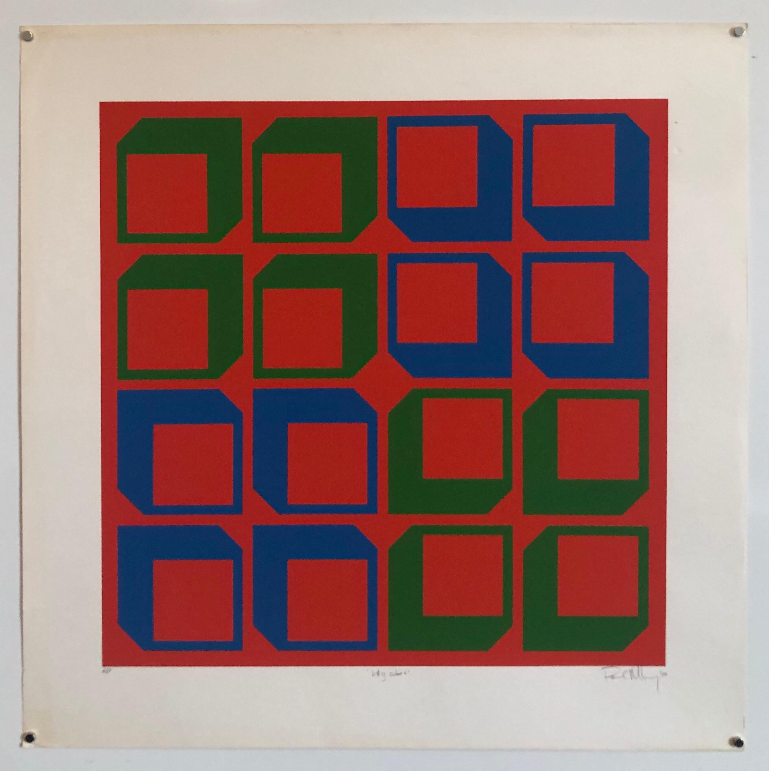 Kinetischer Siebdruck aus Seide mit Paraventdruck in der Art Vasarely Op Art, geometrisch abstrakt, 1970er Jahre im Angebot 2