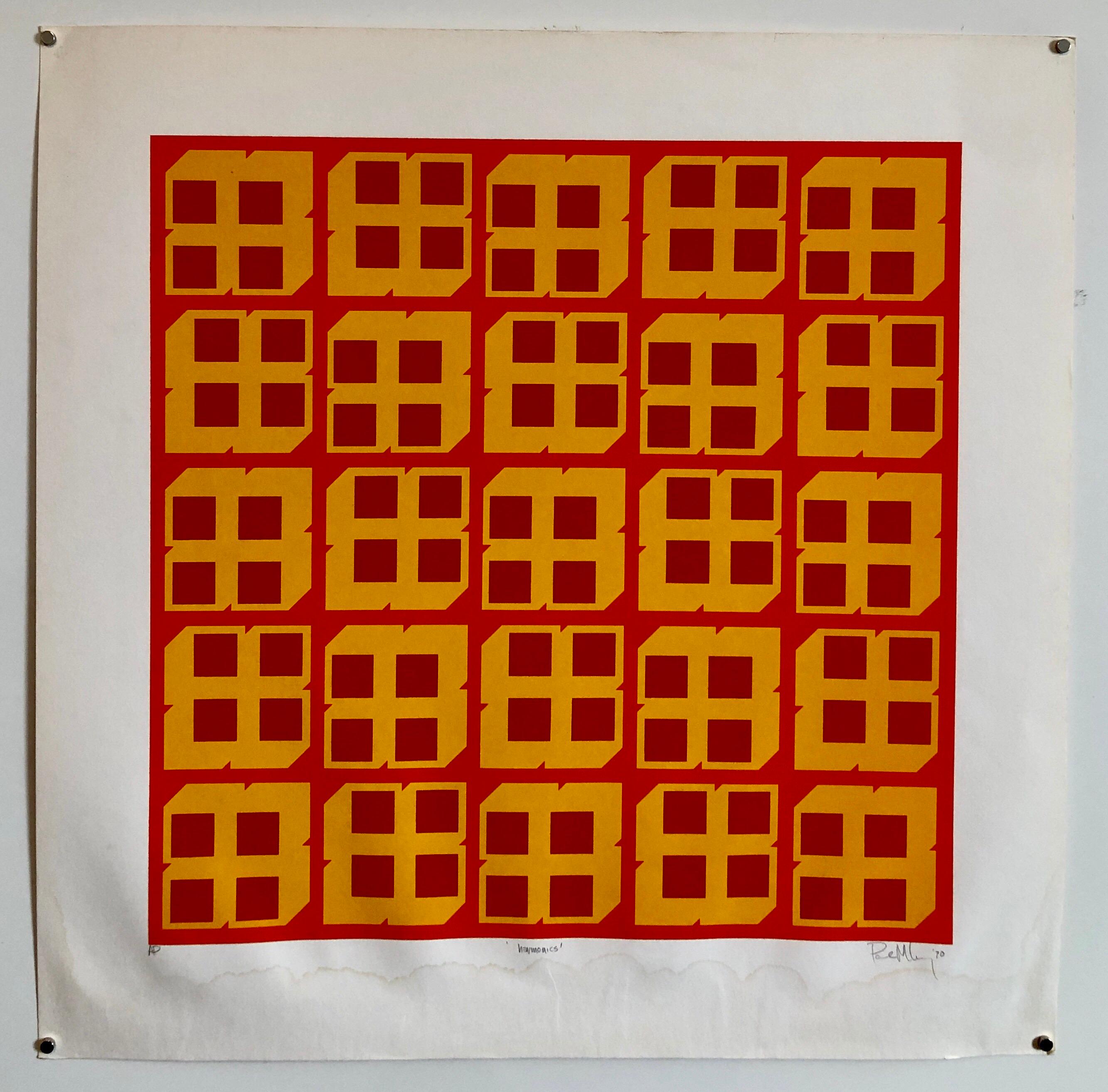 Abstract Geometric 1970s Kinetic Silkscreen Screen Print Manner Vasarely Op Art For Sale 6