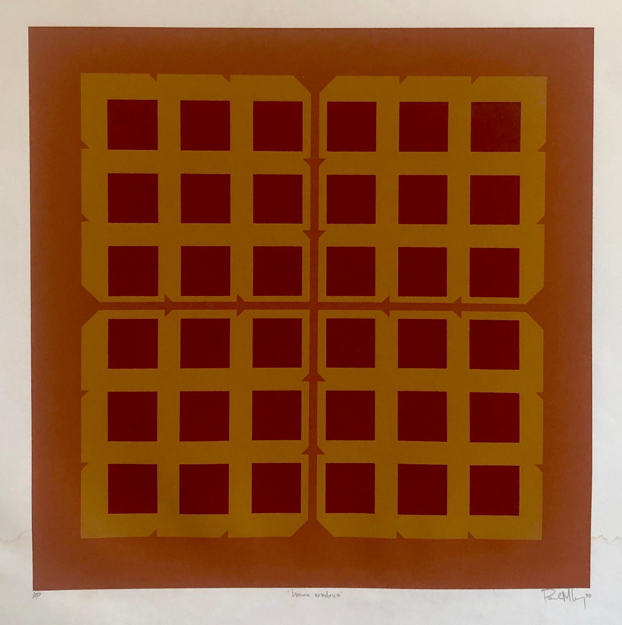 Abstract Geometric 1970s Kinetic Silkscreen Screen Print Manner Vasarely Op Art