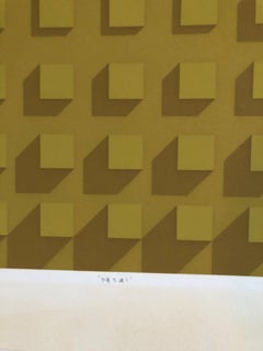 Abstract Geometric 1970s Vintage Silkscreen Screen Print Manner of Vasarely