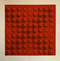 Abstract Geometric 1970s Vintage Silkscreen Screen Print Manner of Vasarely