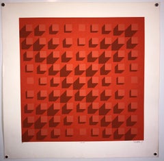 1970er Jahre Vintage Siebdruck im Stil von Vasarely mit geometrischem Siebdruck