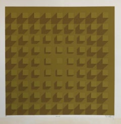 Impression sérigraphiée géométrique abstraite des années 1970 à la manière de Vasarely