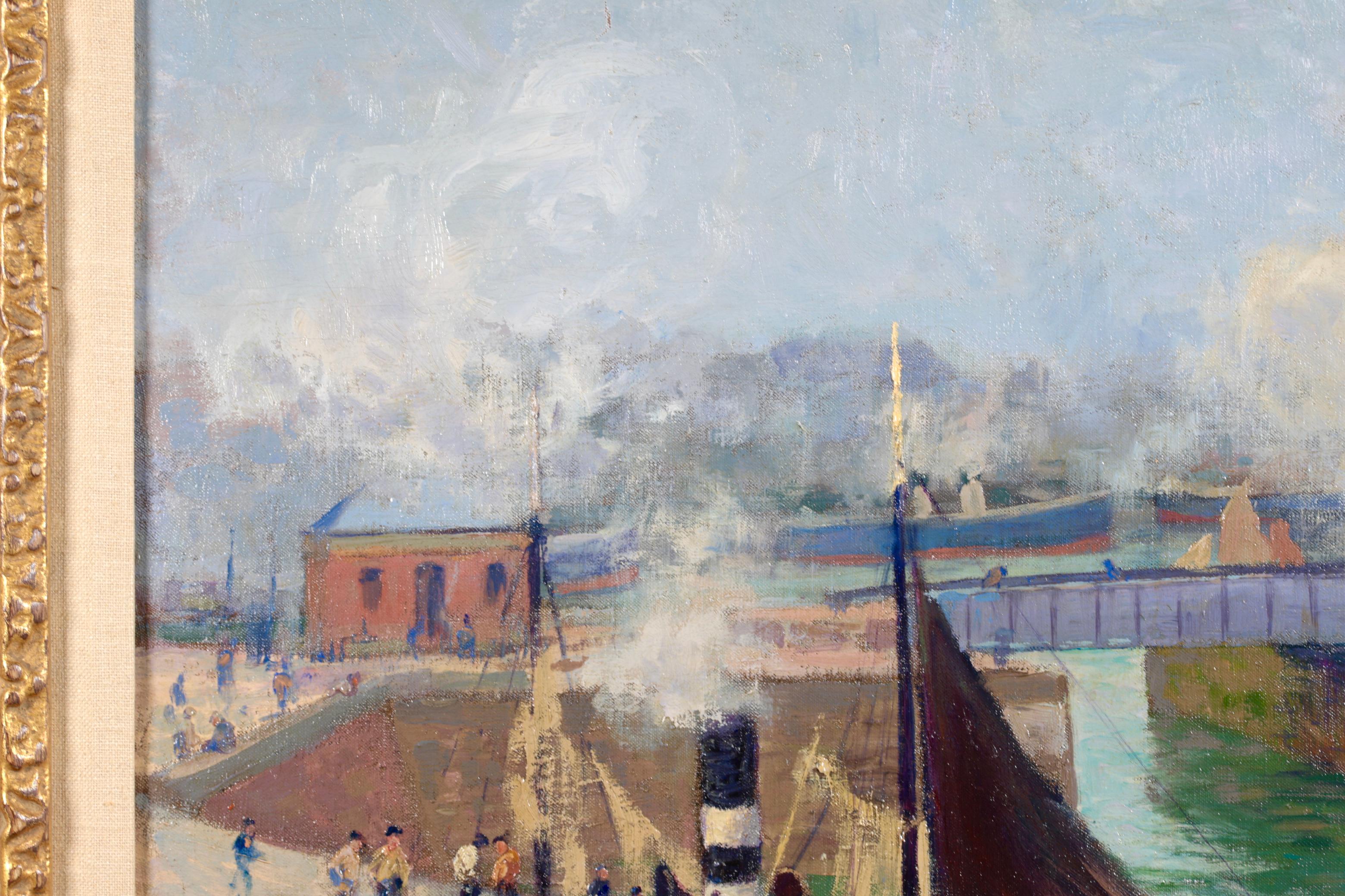 Dieppe-Le Pont Tournant - Impressionist Landscape Oil Painting by Paul Madeline For Sale 7