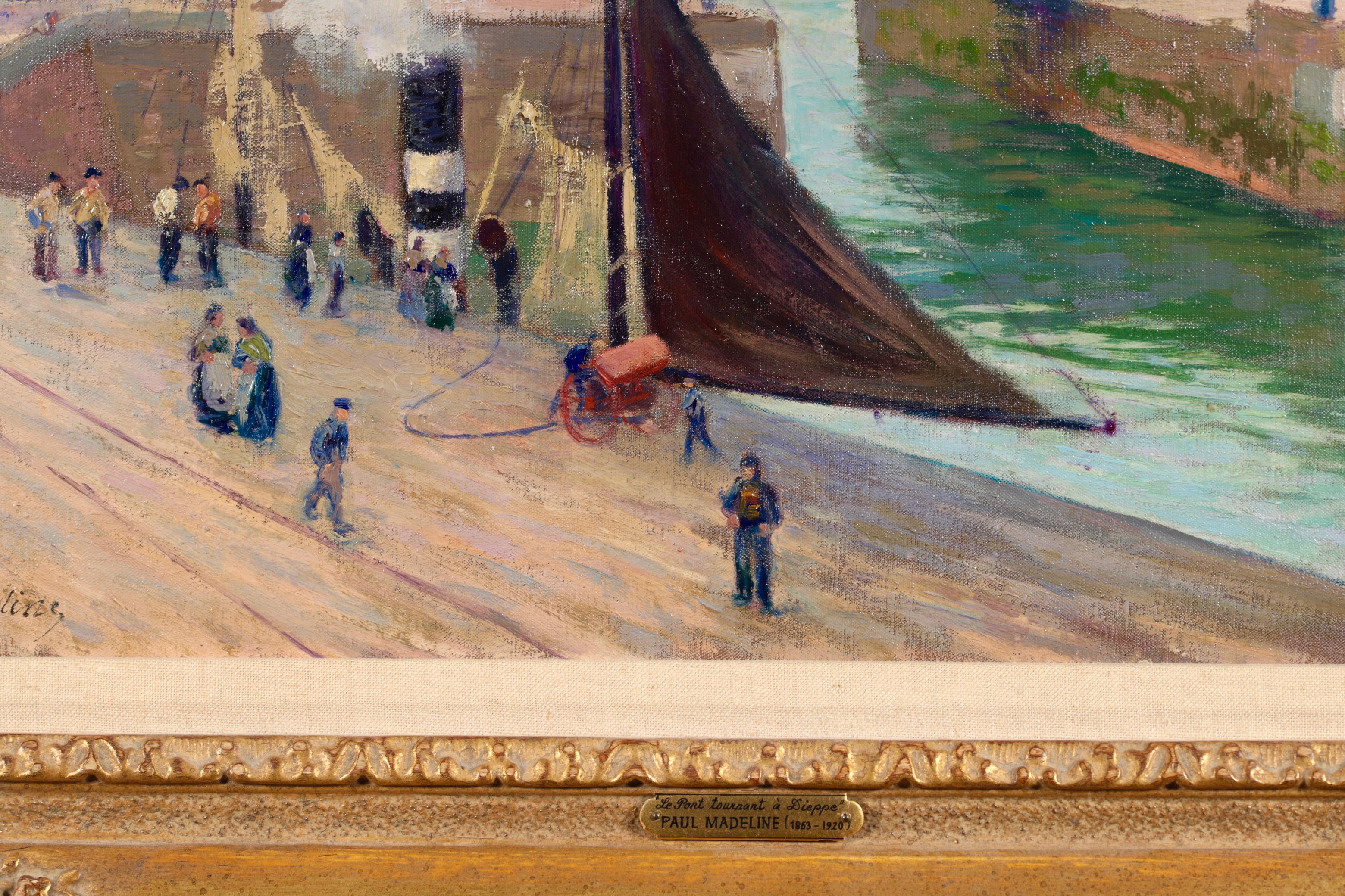Dieppe-Le Pont Tournant - Impressionist Landscape Oil Painting by Paul Madeline For Sale 5