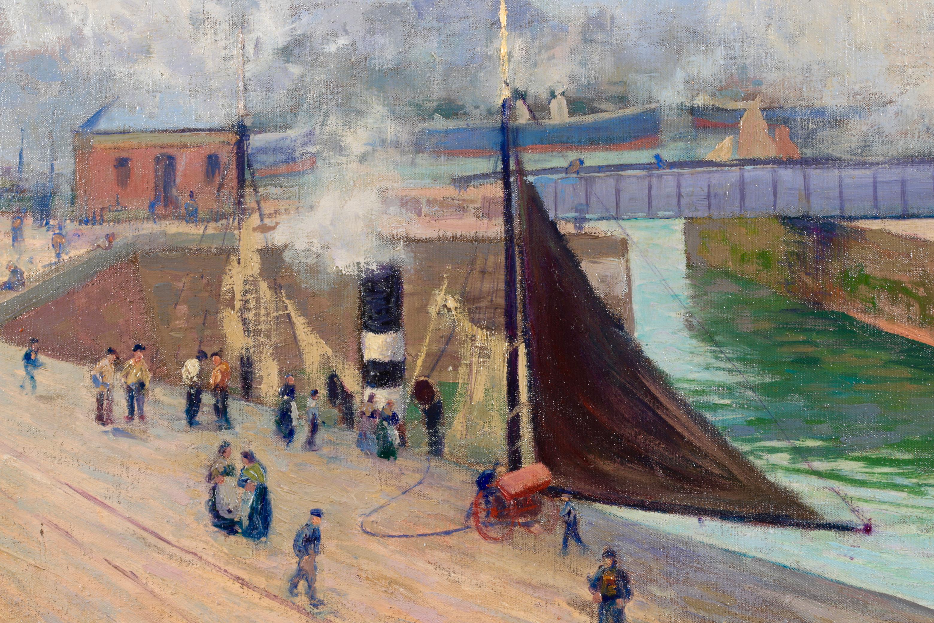 Dieppe-Le Pont Tournant - Impressionist Landscape Oil Painting by Paul Madeline For Sale 6