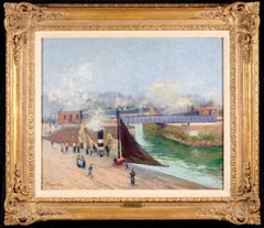 Dieppe-Le Pont Tournant - Peinture à l'huile de paysage impressionniste de Paul Madeline