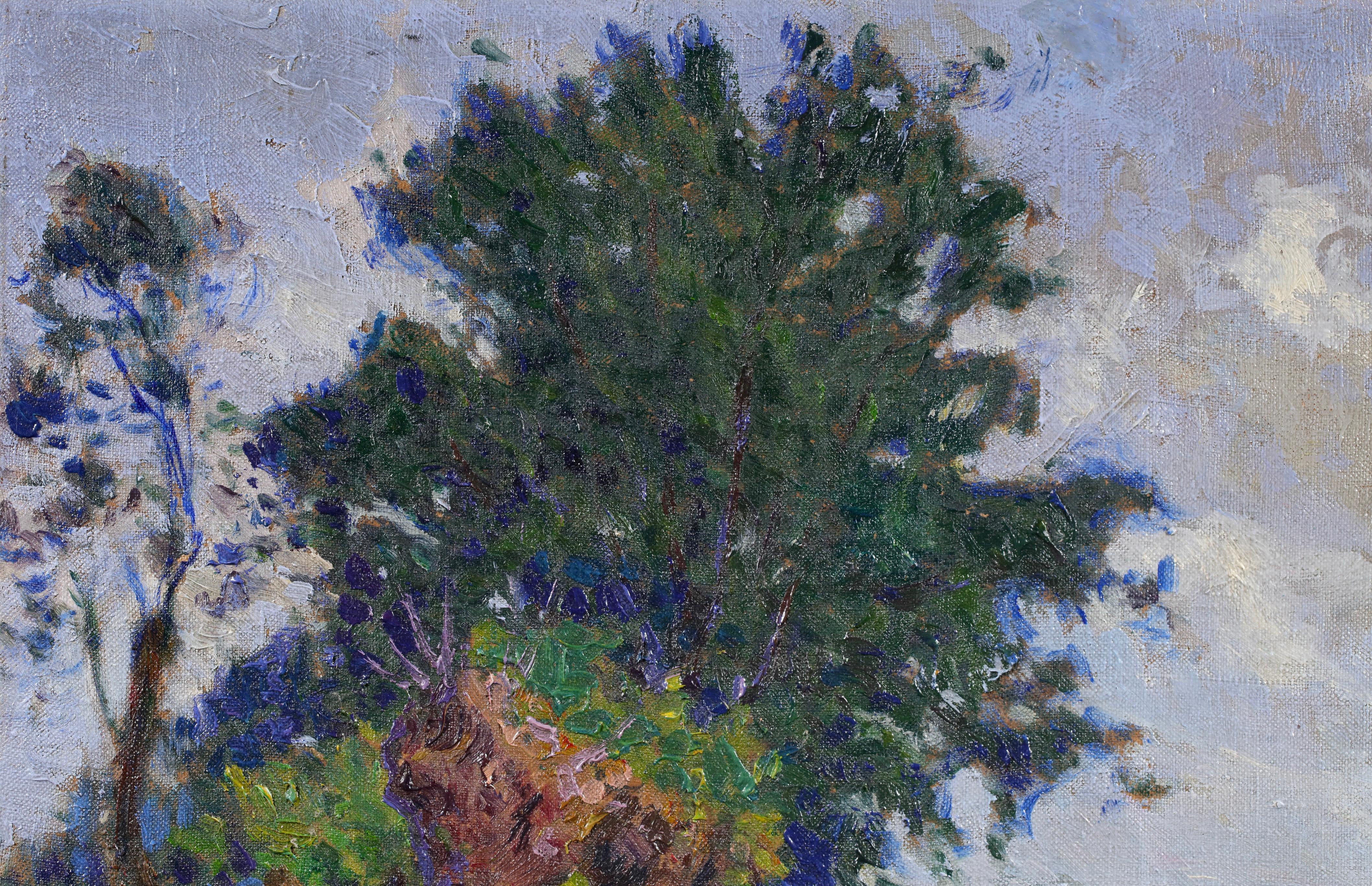 Enfants ramassant des fleurs - Paisaje postimpresionista Óleo de Paul Madeline en venta 7