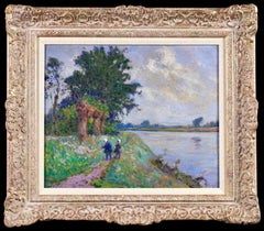 Enfants ramassant des fleurs - Postimpressionistische Landschaft, Öl von Paul Madeline