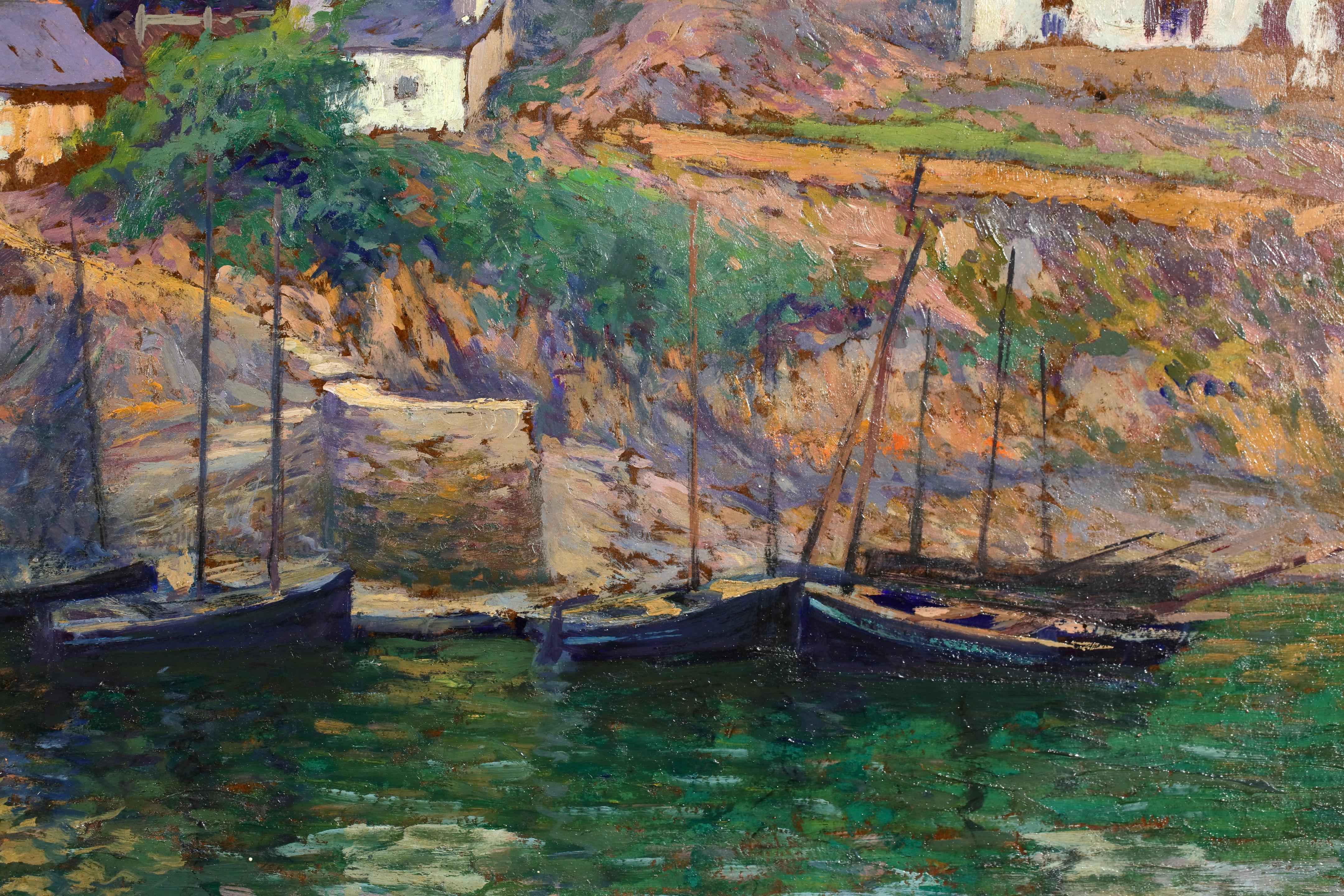 Barcos de pesca en Doelan - Paisaje postimpresionista Óleo de Paul Madeline en venta 2
