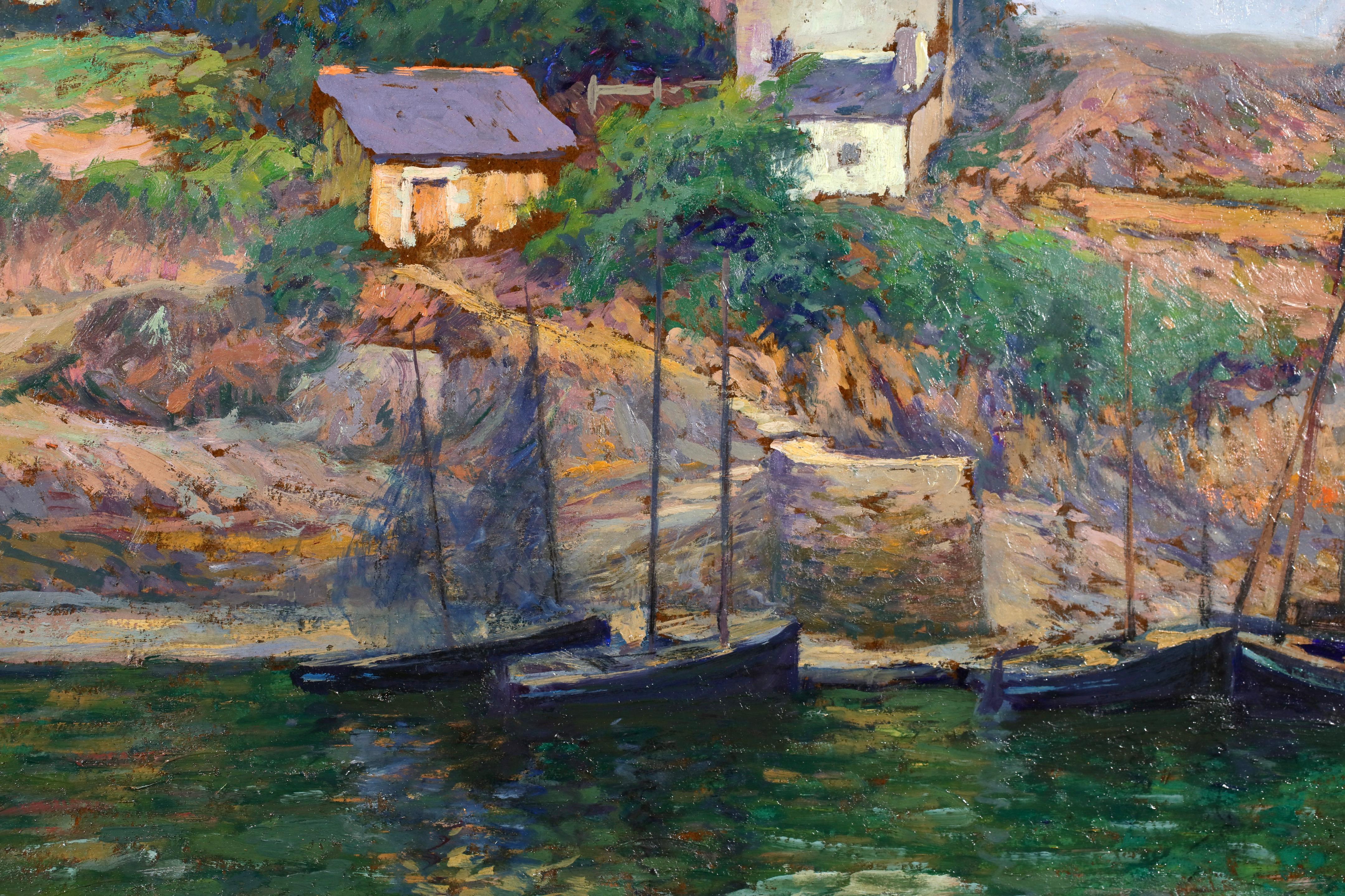 Barcos de pesca en Doelan - Paisaje postimpresionista Óleo de Paul Madeline en venta 3