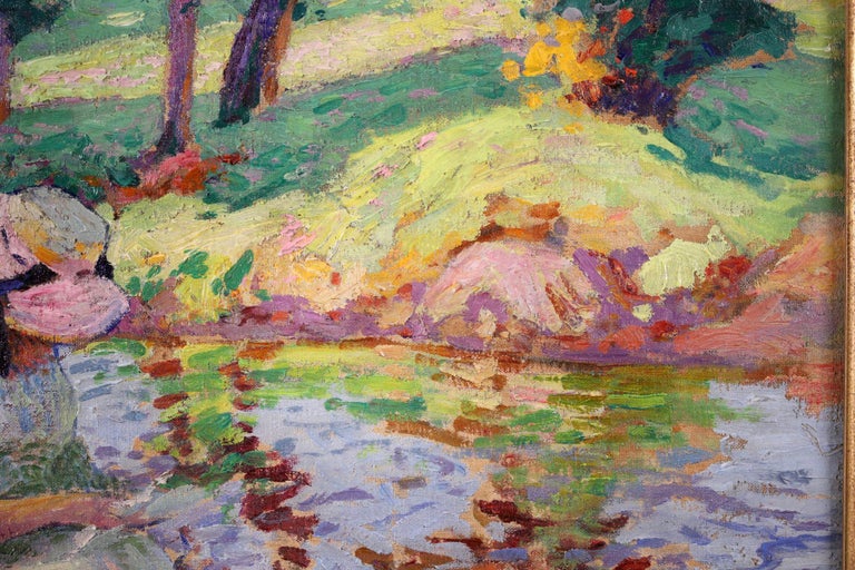 Girl by a River - Post Impressionist Oil, Figure in Landscape by Paul Madeline For Sale 10