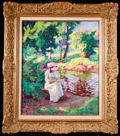 Girl by a River - Post Impressionist Oil, Figure in Landscape by Paul Madeline