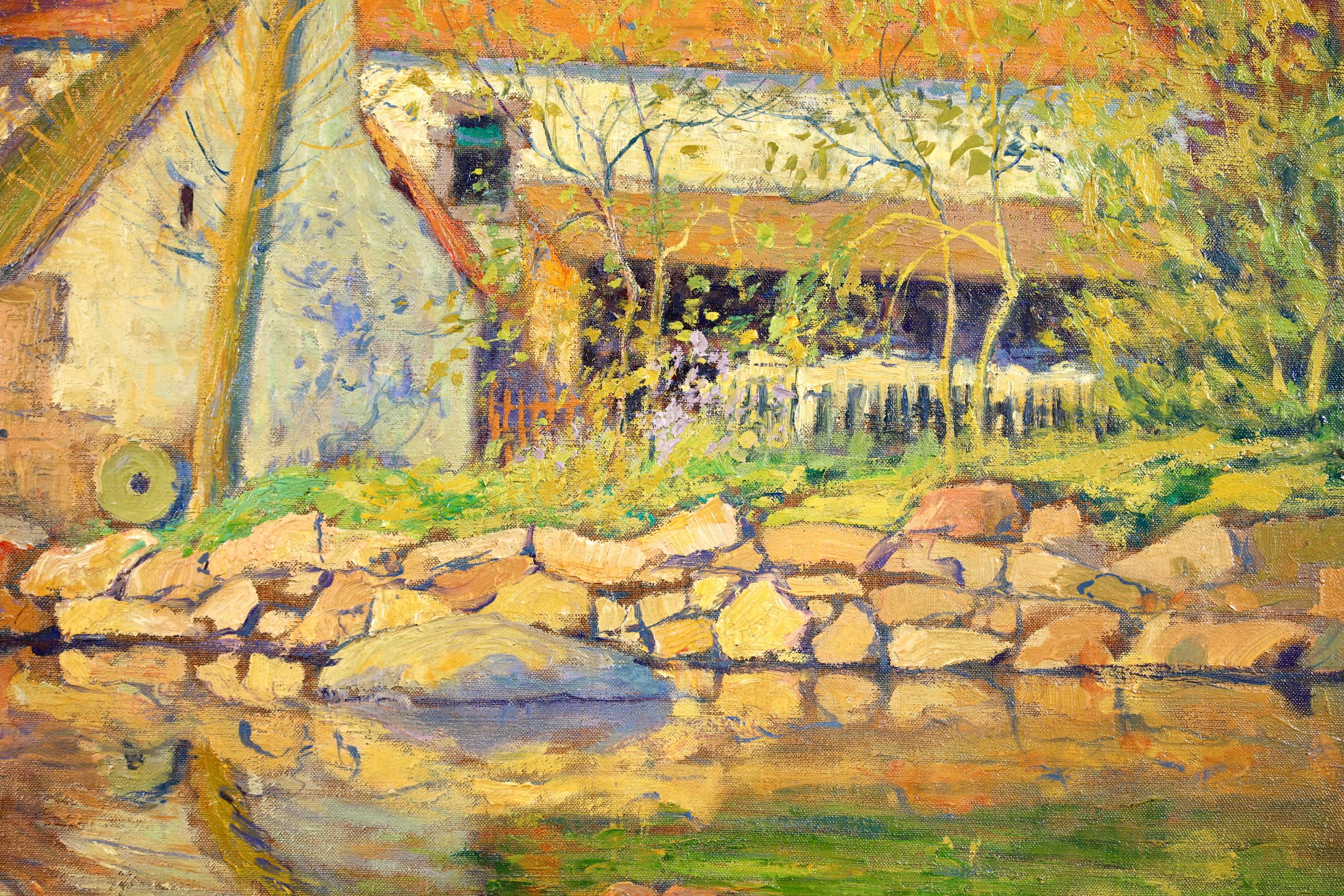 Le Moulin de la Folie a Crozant - Impressionist Landscape Oil by Paul Madeline For Sale 2