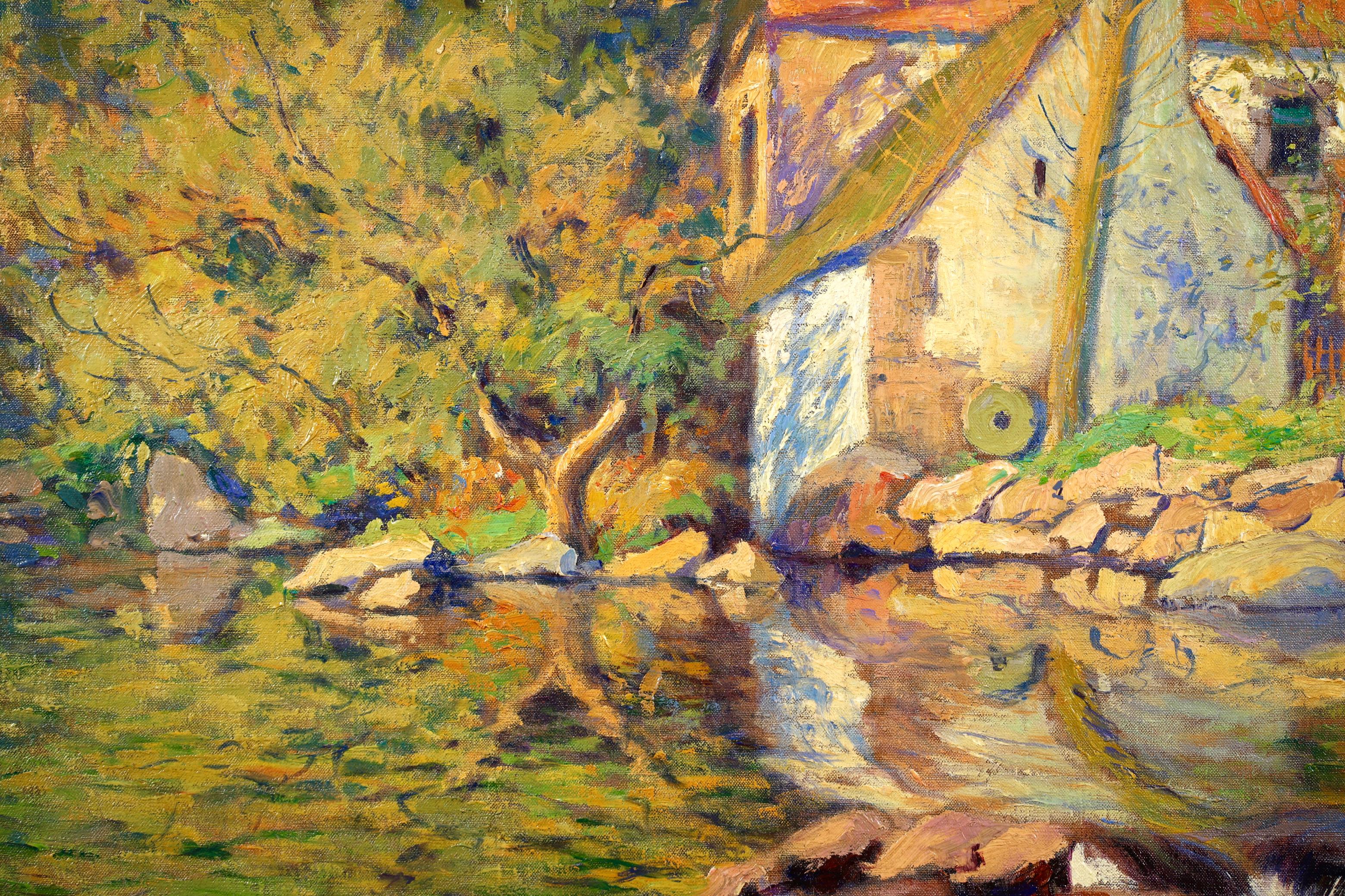 Le Moulin de la Folie a Crozant - Impressionist Landscape Oil by Paul Madeline For Sale 3