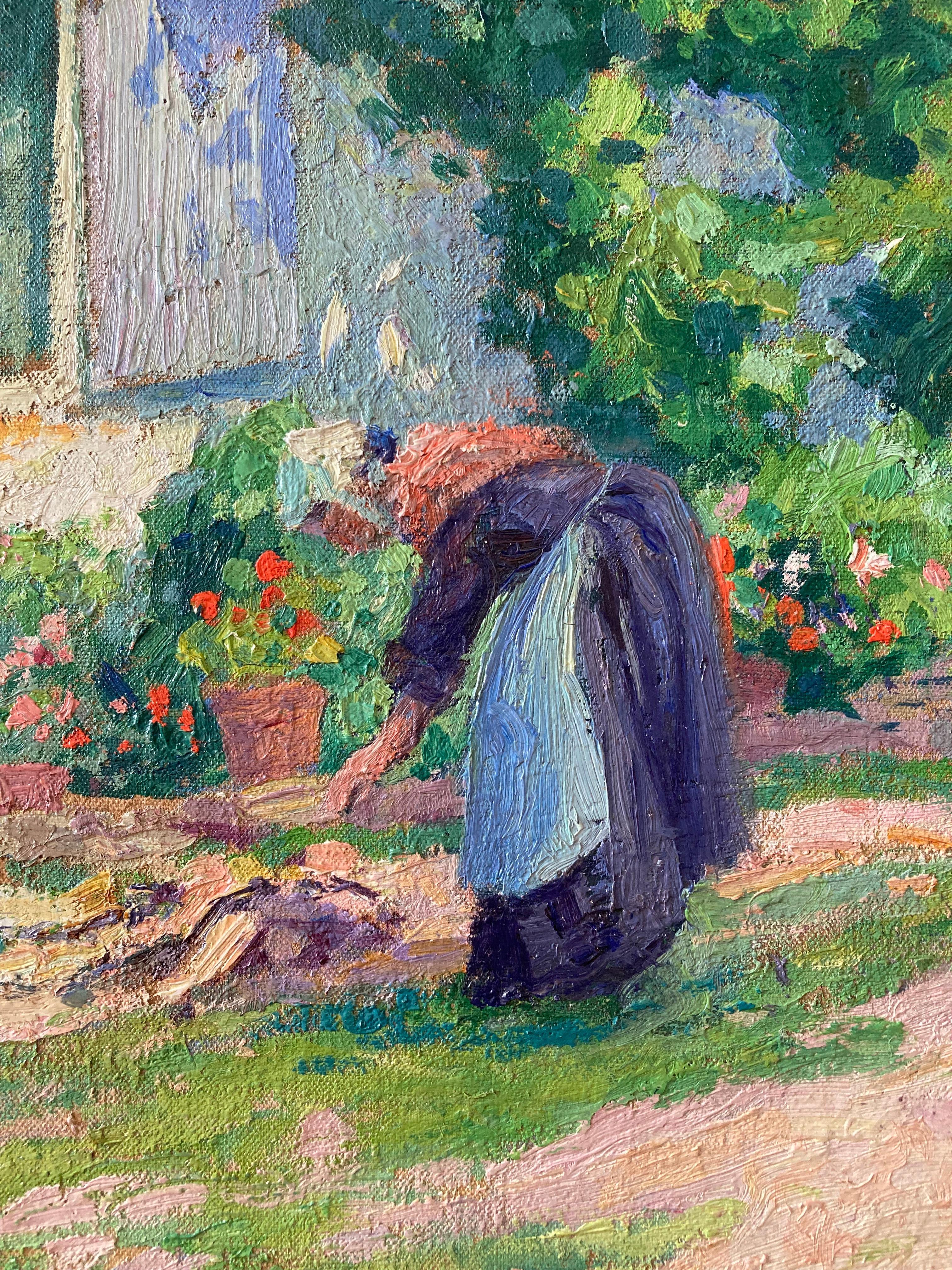 Paul Madeline, Impressionist summer garden scene For Sale 1