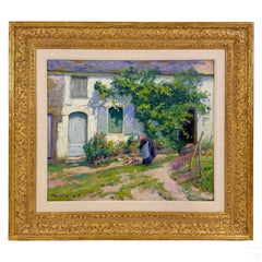 Antique Paul Madeline, Impressionist summer garden scene