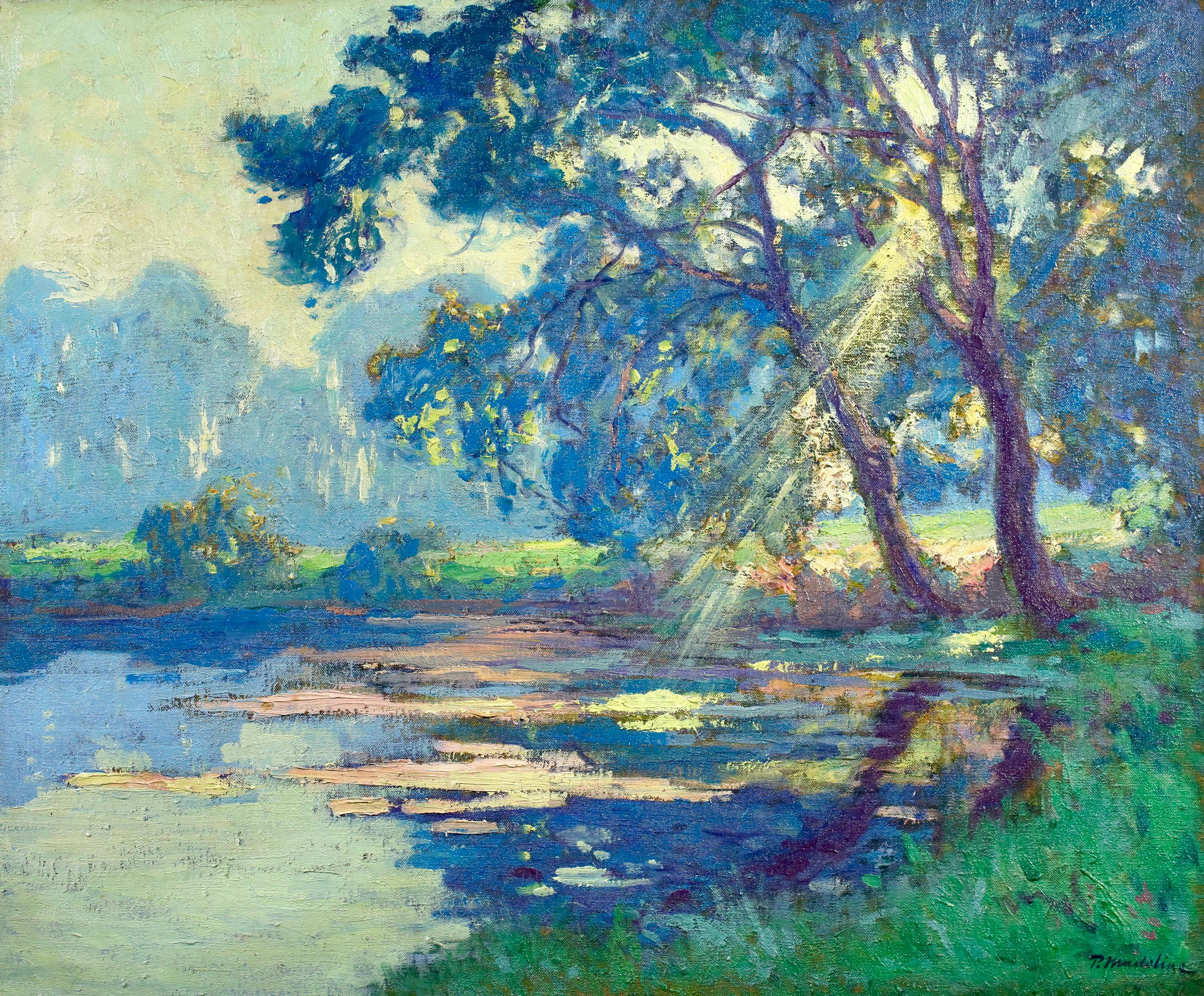 Lumière du soleil à travers les arbres - Paysage post-impressionniste Huile par Paul Madeline en vente 1
