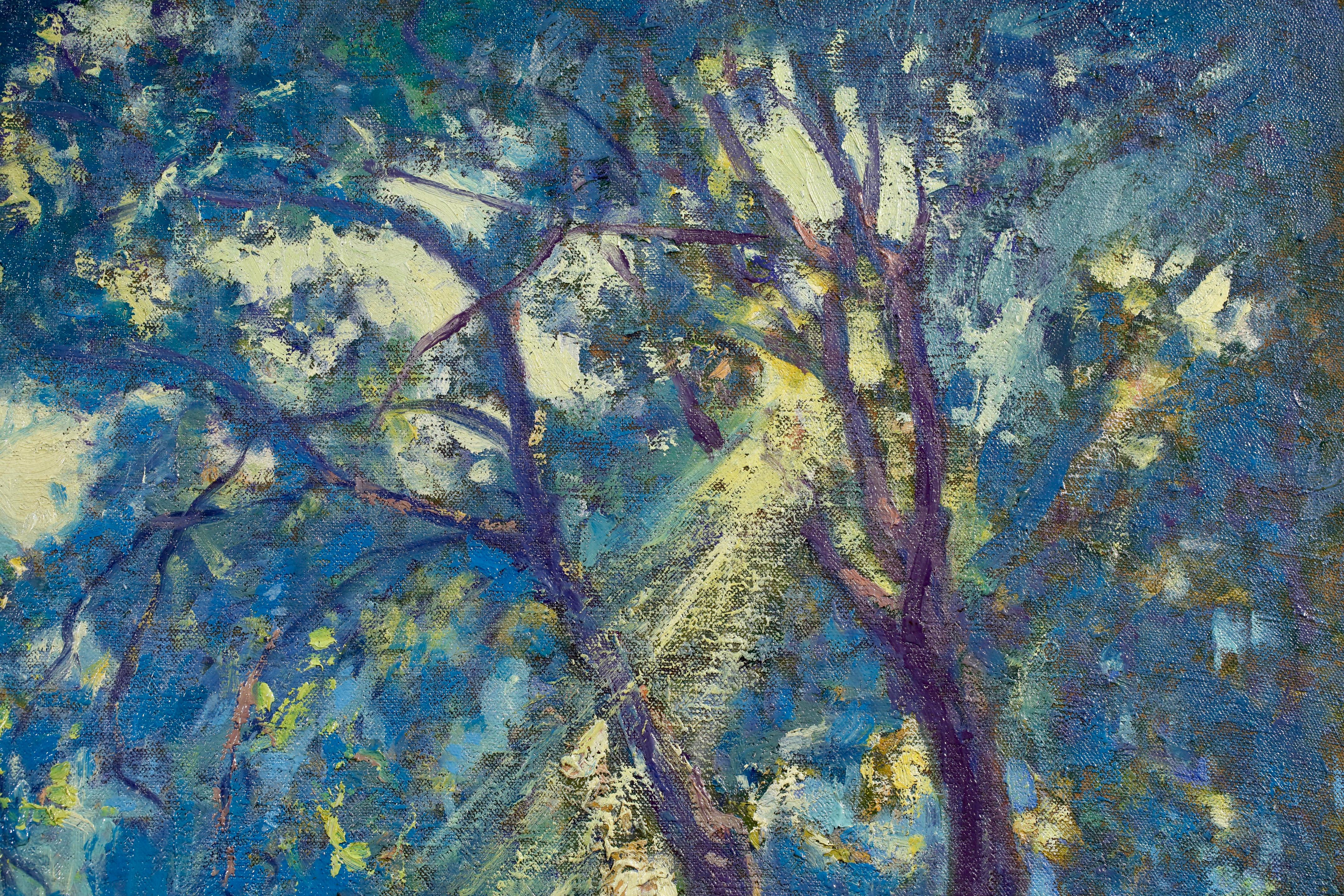 Lumière du soleil à travers les arbres - Paysage post-impressionniste Huile par Paul Madeline en vente 8