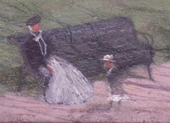 British, 19th Century oil painting of nannies in Green Park, London