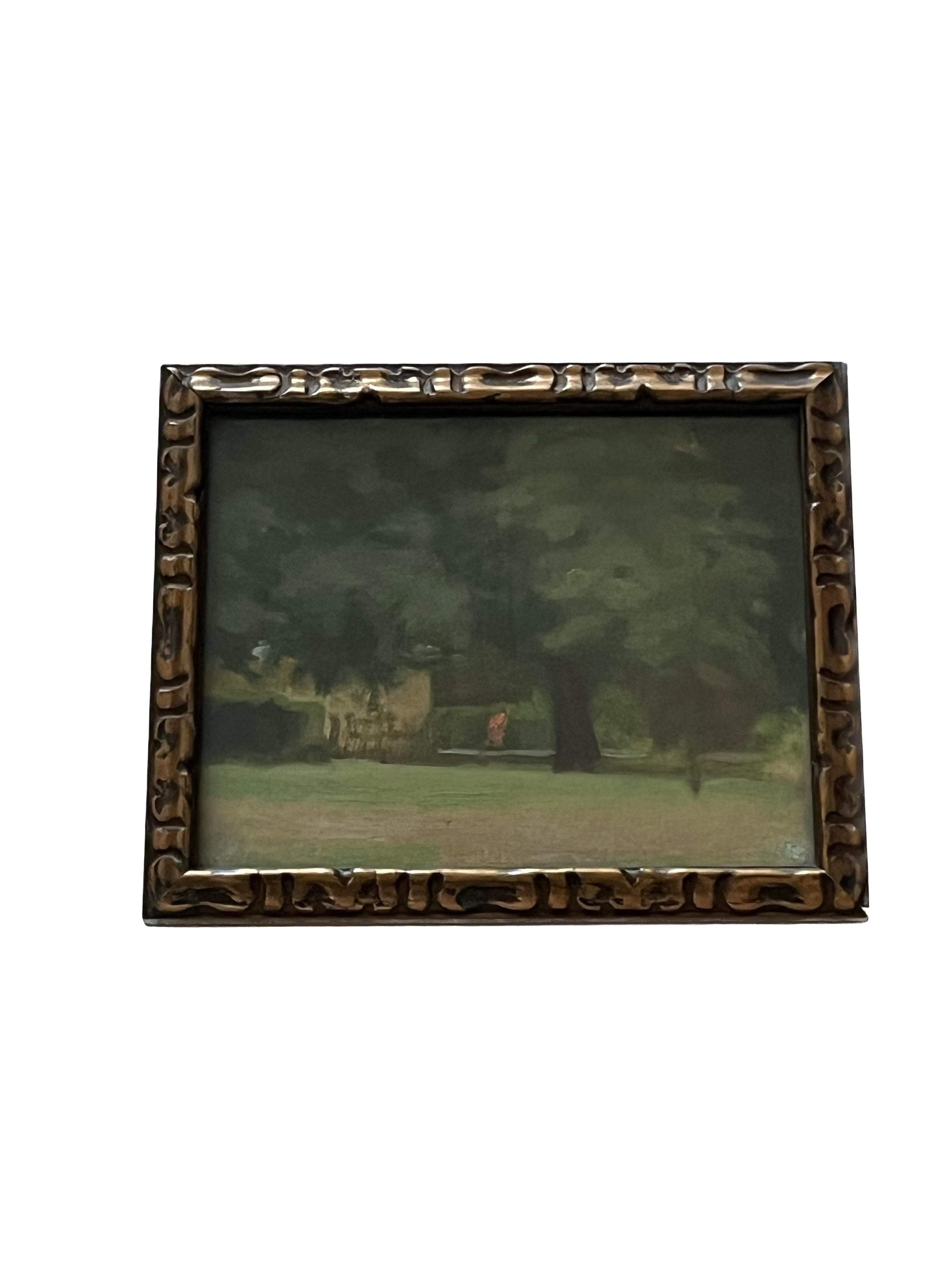 Circle of Paul Maitland, British impressionist, Figure walking in a London park For Sale 1