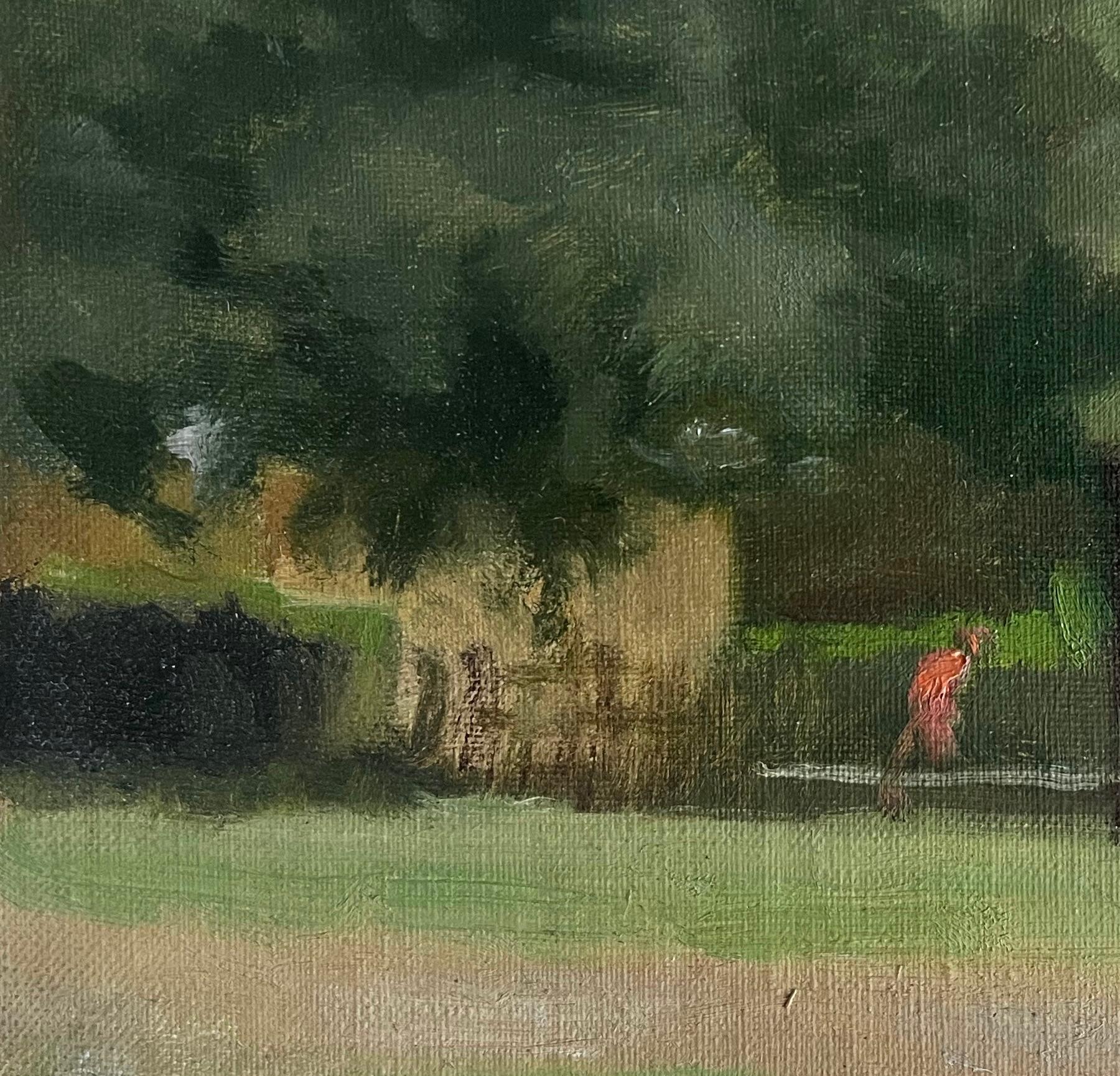 Circle of Paul Maitland, British impressionist, Figure walking in a London park For Sale 3