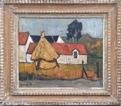 Il pagliaio Ecole de Paris Paesaggio rustico originale timbrato Emile Bouche cornice