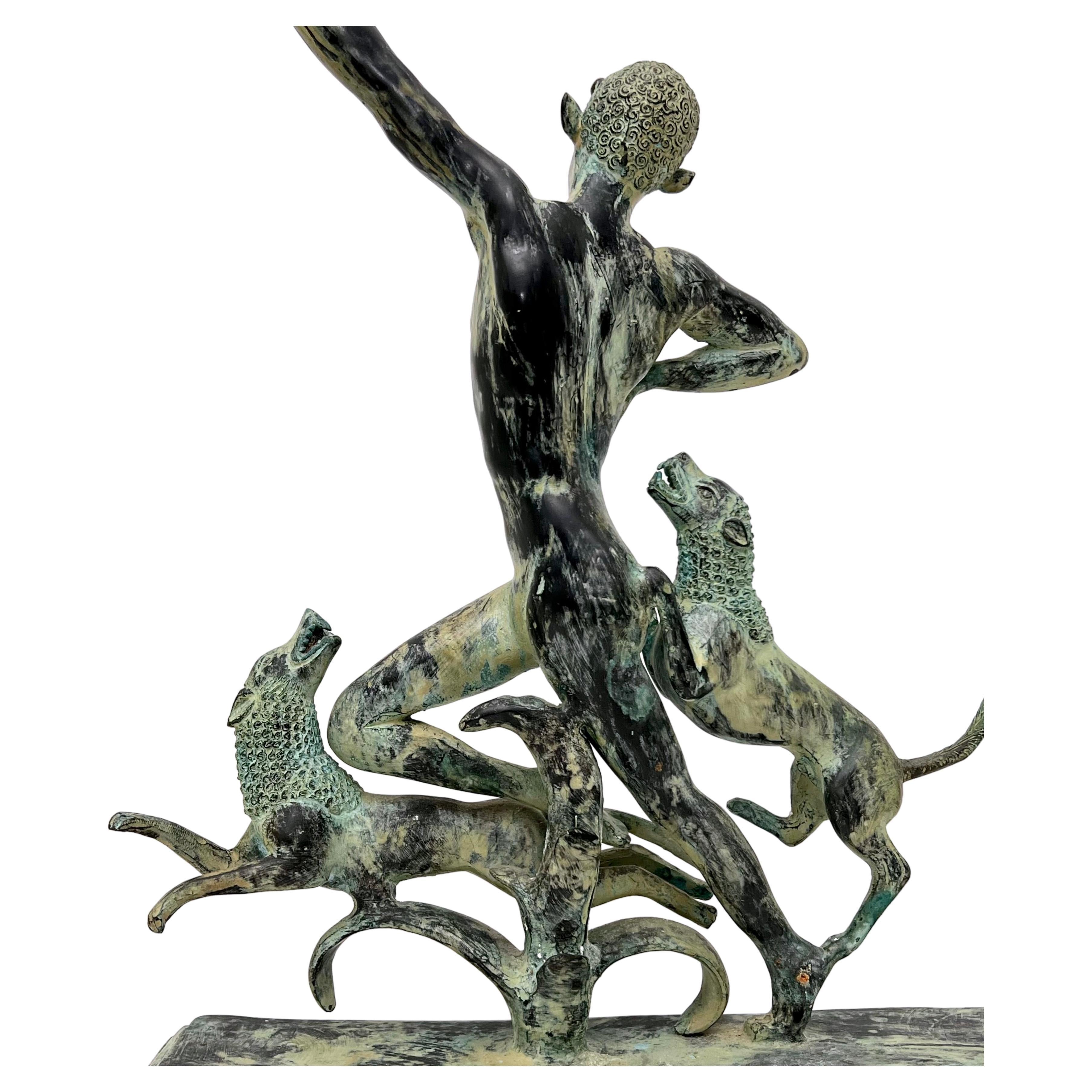 20th Century Paul Manship (after) Bronze Sculpture of Actaeon For Sale