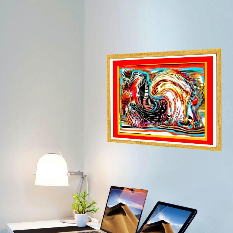 Cercle des monolithes, numrique sur papier - Rouge Abstract Print par Paul Manwaring