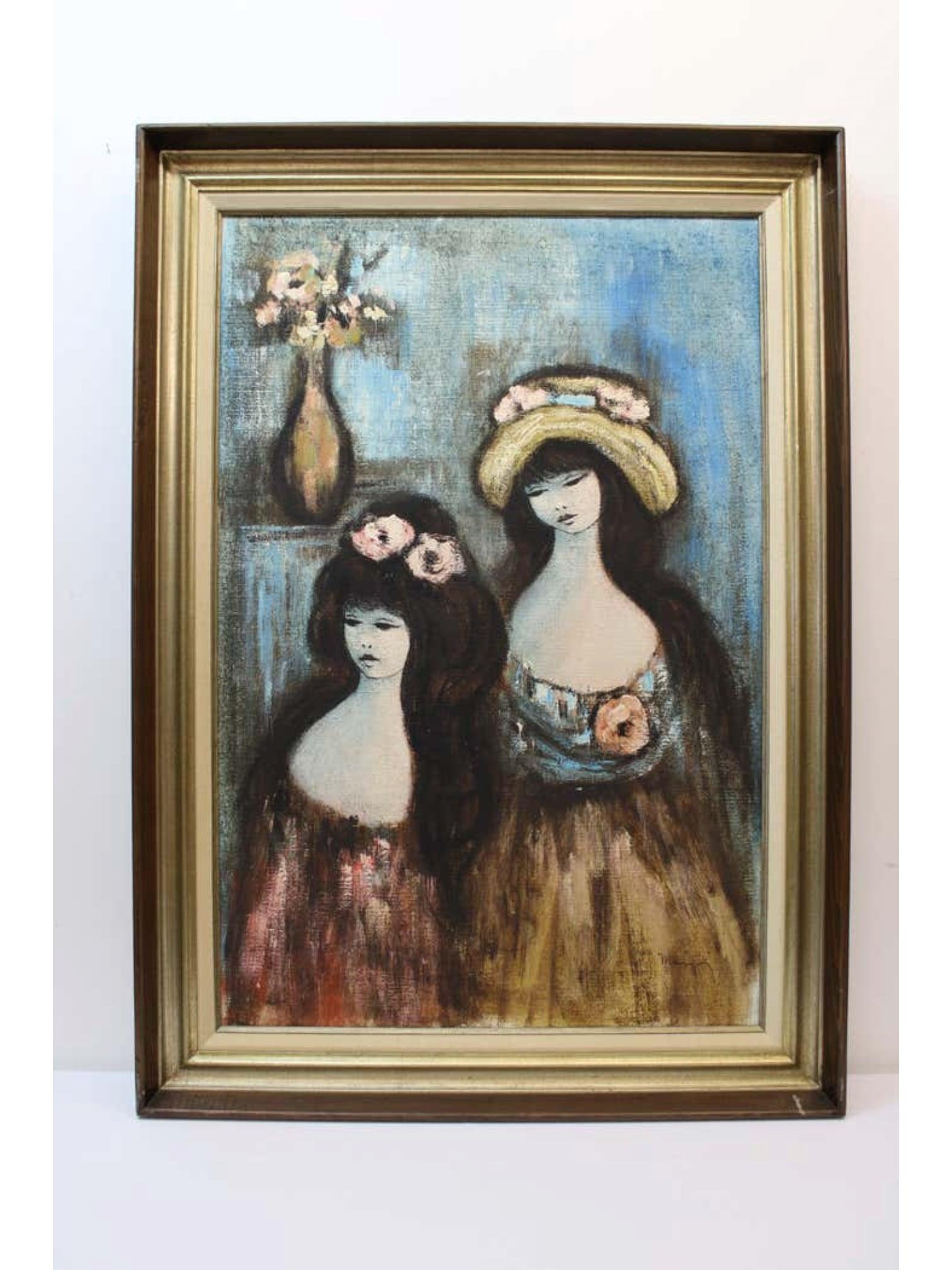 Classic Paul Marigny (1922-1998, French) painting of 2 young ladies with flowers.
Oil on canvas
Canvas dimensions 24" x 36"
Frame dimensions 30" x 42"