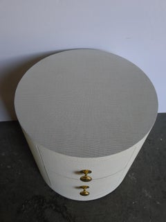 Paul Marra Linen-Wrapped Round Nightstand