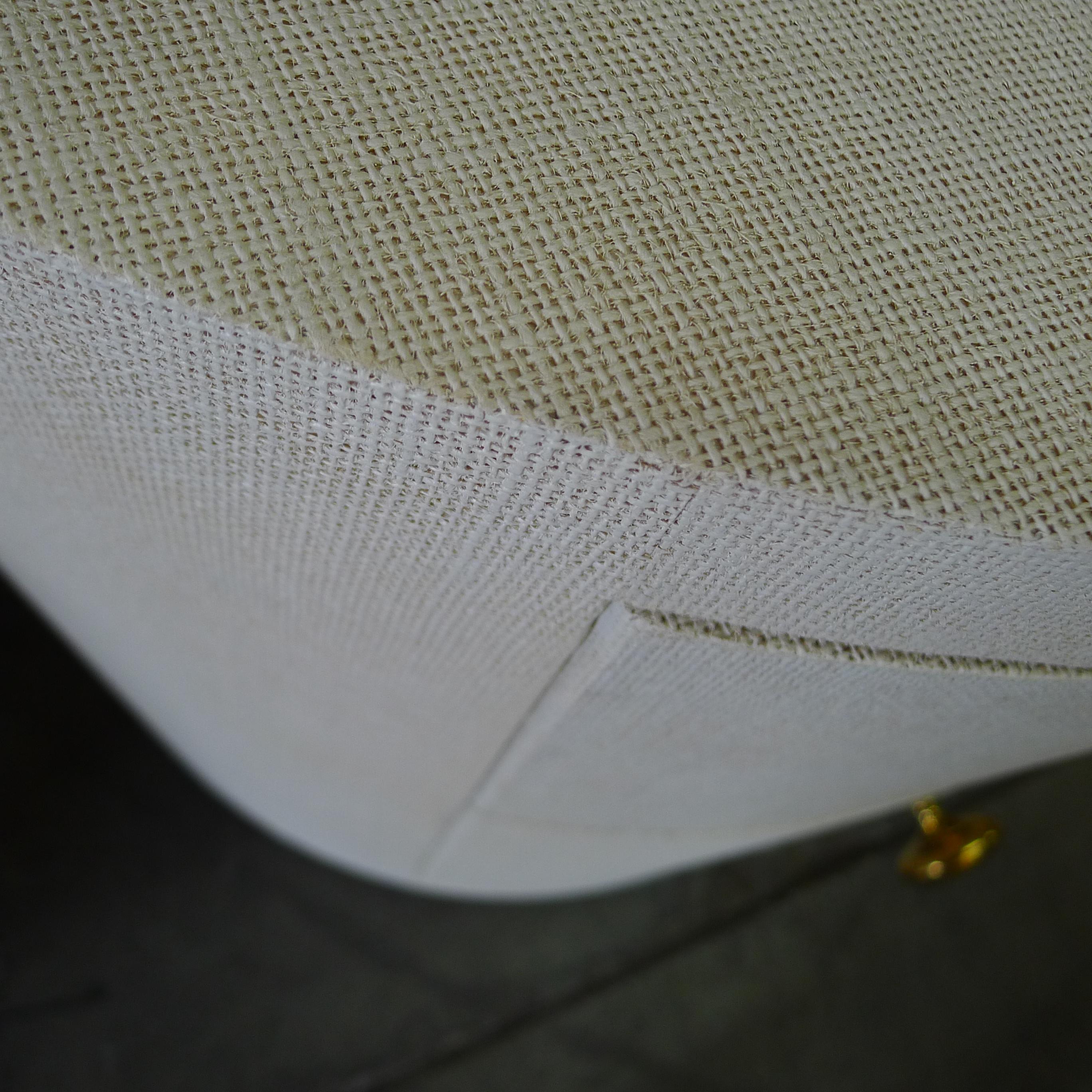Contemporary Paul Marra Linen-Wrapped Round Nightstand For Sale