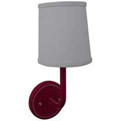 Paul Marra Top-Stitched Leather Wrapped Sconce in Red