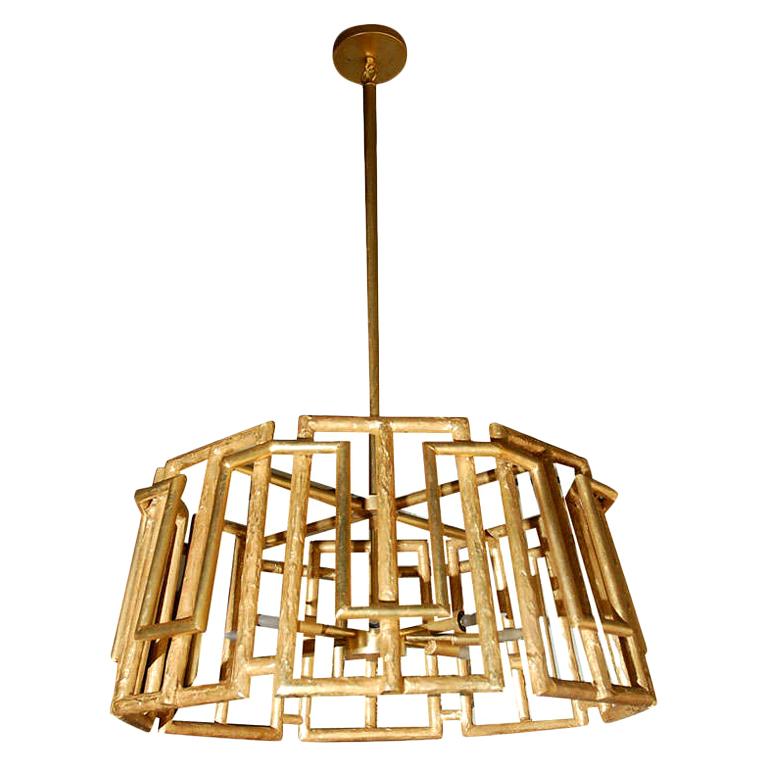 Paul Marra Trellis Chandelier in Gold Leaf For Sale at 1stDibs
