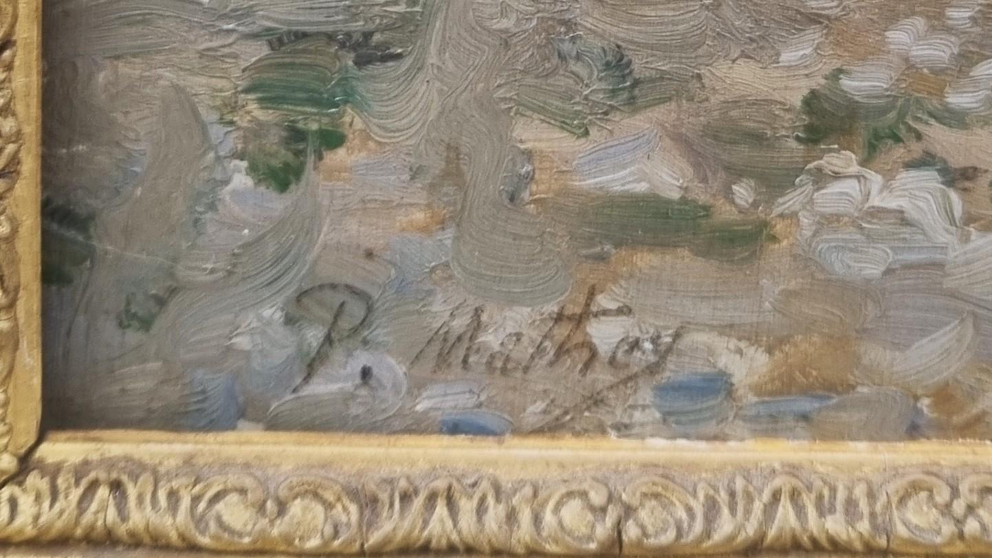 Paul MATHEY
Paris, 1844 - Paris, 1929
Fischerboot in der Nähe eines Anlegers in der Südbretagne
Öl auf Holzplatte
34 x 24 cm (42,5 x 35 cm mit Rahmen)
Signiert unten links 