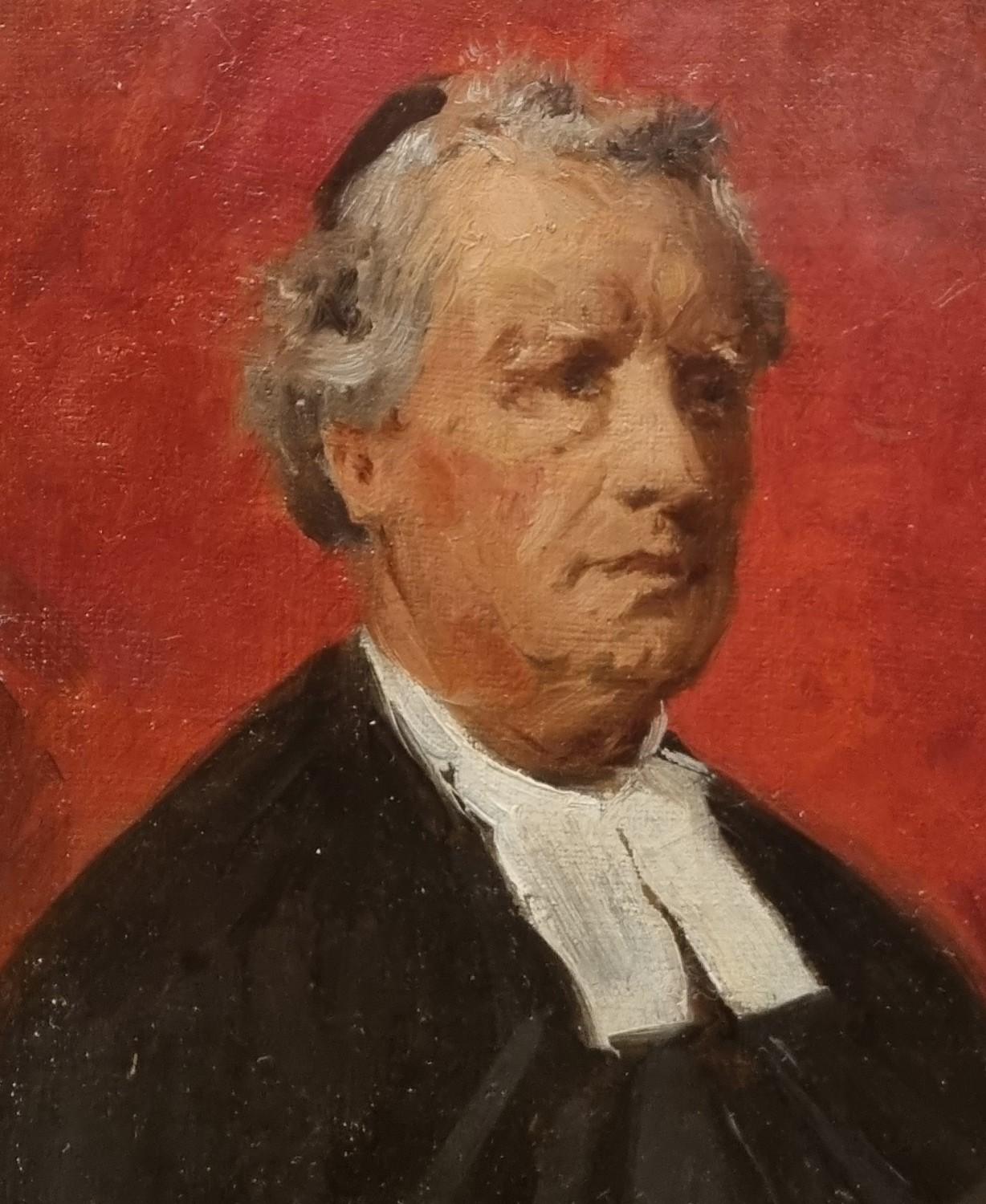 Tableau français MATHEY Portrait De La Salle Frère Joseph fin 19ème - Noir Portrait Painting par Paul Mathey