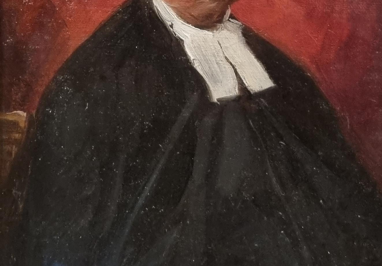 Paul MATHEY
Paris, 1844 - Paris, 1929
Portrait de Frère Joseph, Supérieur général de la Congrégation des Frères des Écoles chrétiennes
Huile sur toile montée sur panneau
29 x 23 cm (39 x 34 cm avec le cadre)
Titre et date au dos : 