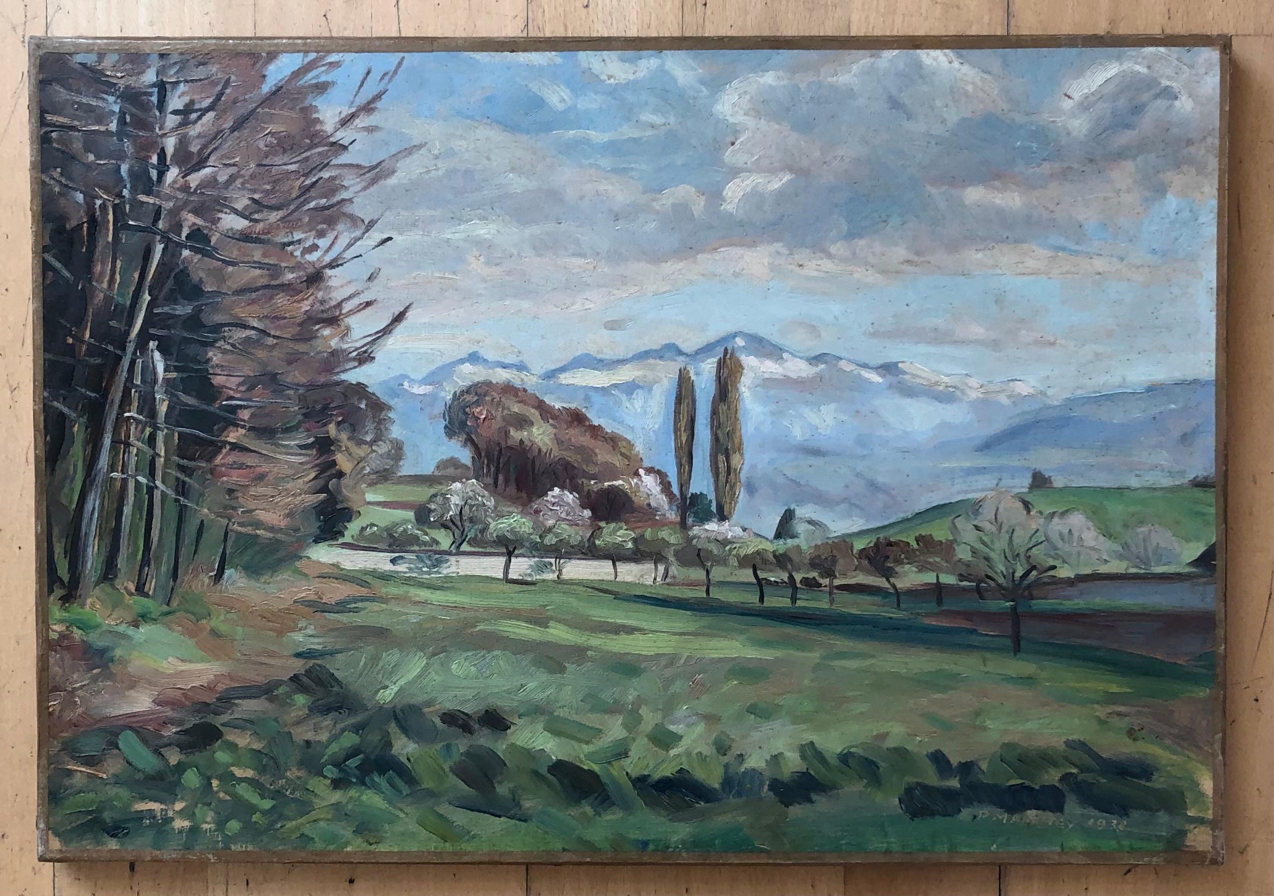 Geneva countryside - Painting by Paul Mathey