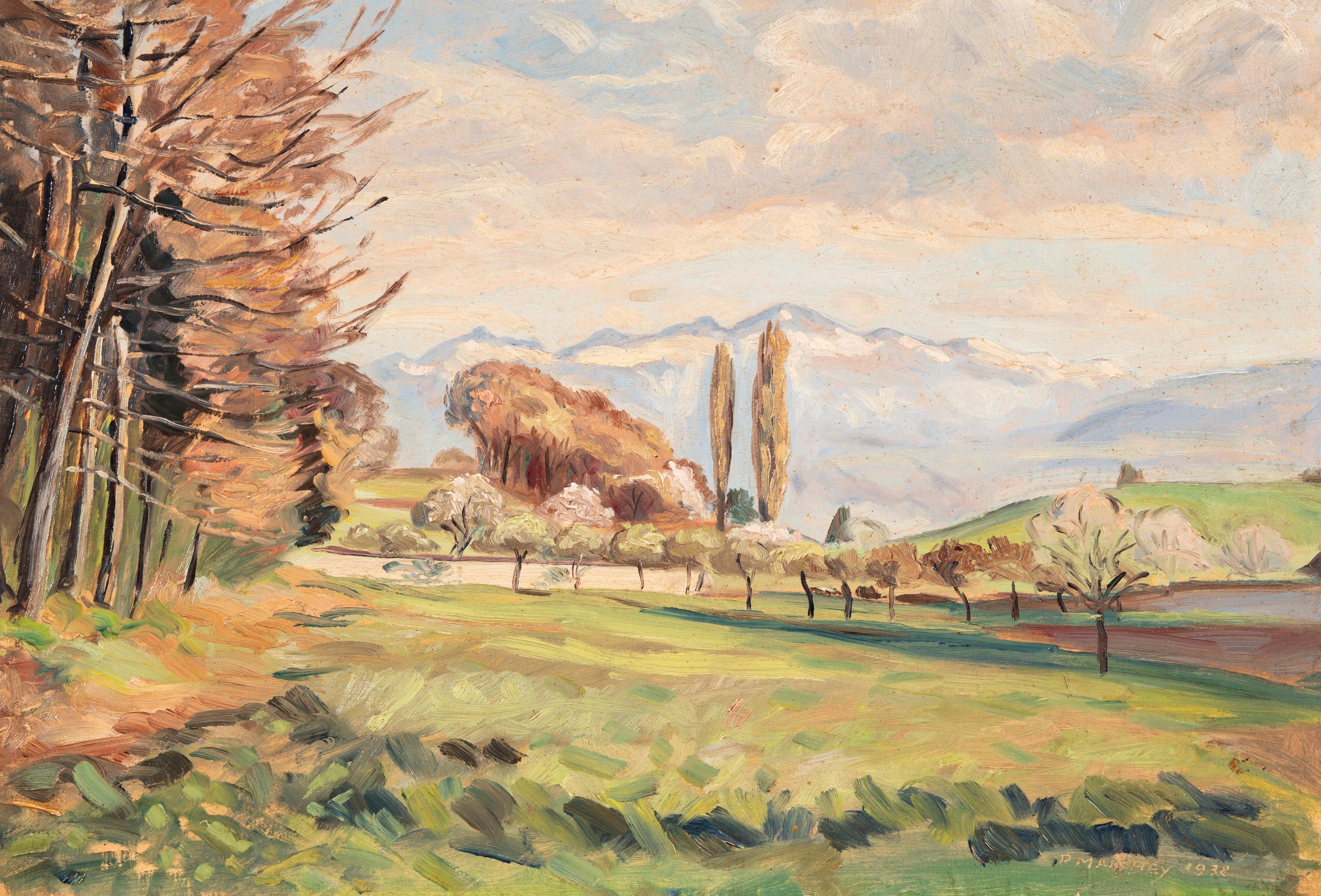Paul Mathey Landscape Painting – Impressionistisches Landschaftsgemälde, Öl auf Leinwand, signiert 1932