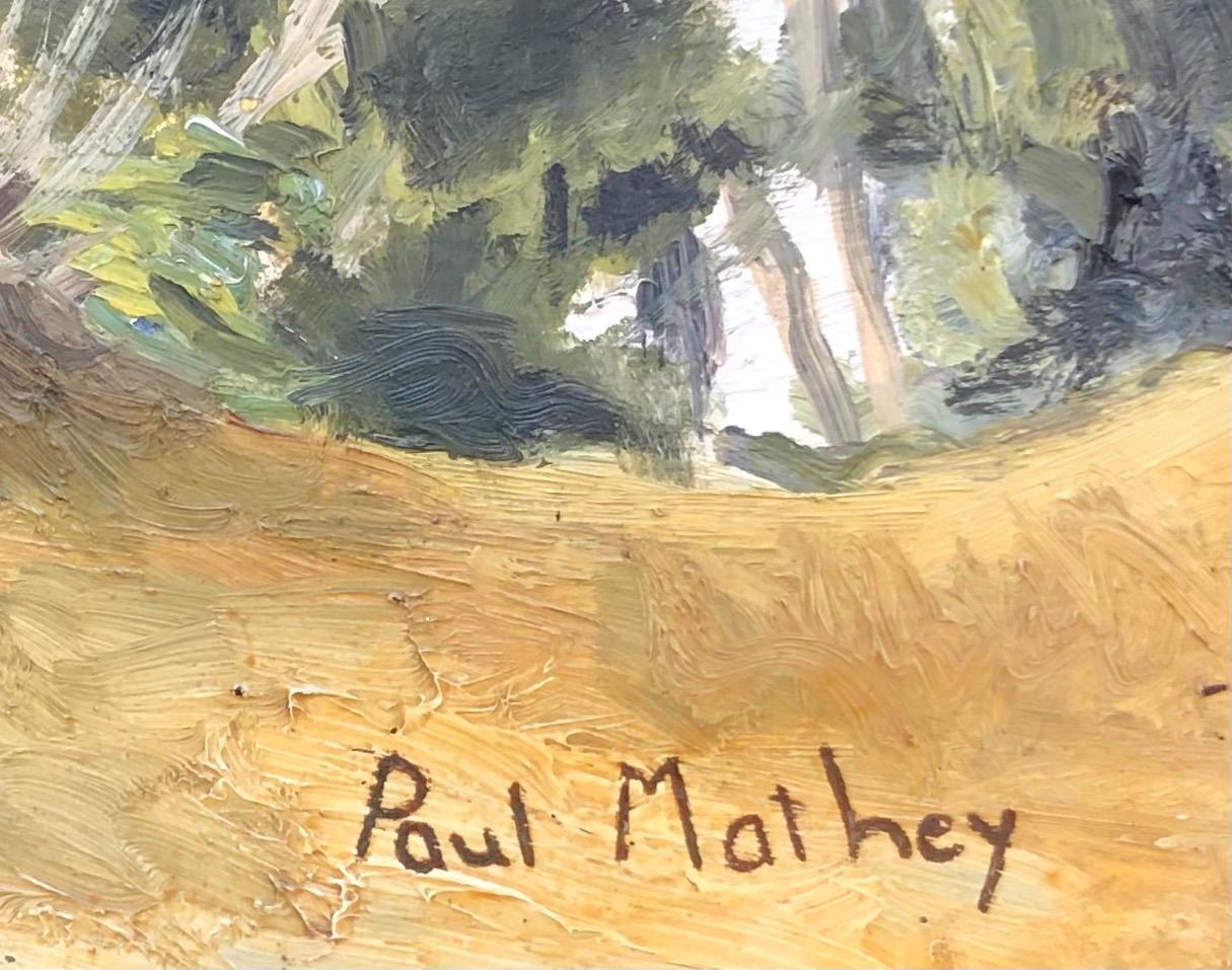 Vue sur la montagne - Beige Landscape Painting par Paul Mathey