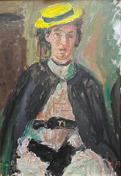 Vintage Portrait of a Lady by Paul Mathey - Oil on canvas 42x62cm