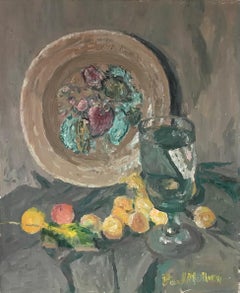 Still life with Mirabelle plums by Paul Mathey - Oil on canvas 38x46 cm