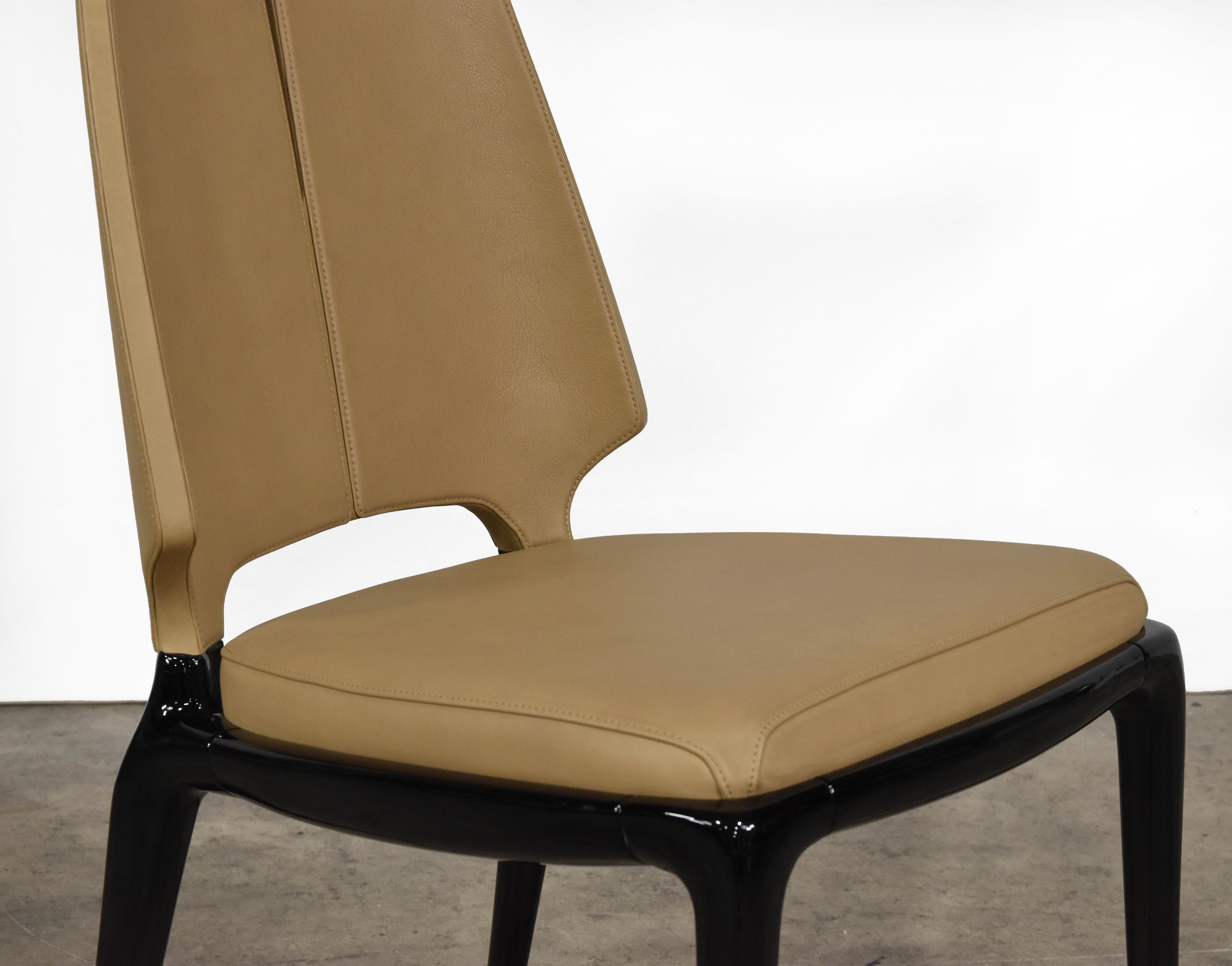 Italian Paul Mathieu x Luxury Living Contour Chair Set of 2 Blonde For Sale
