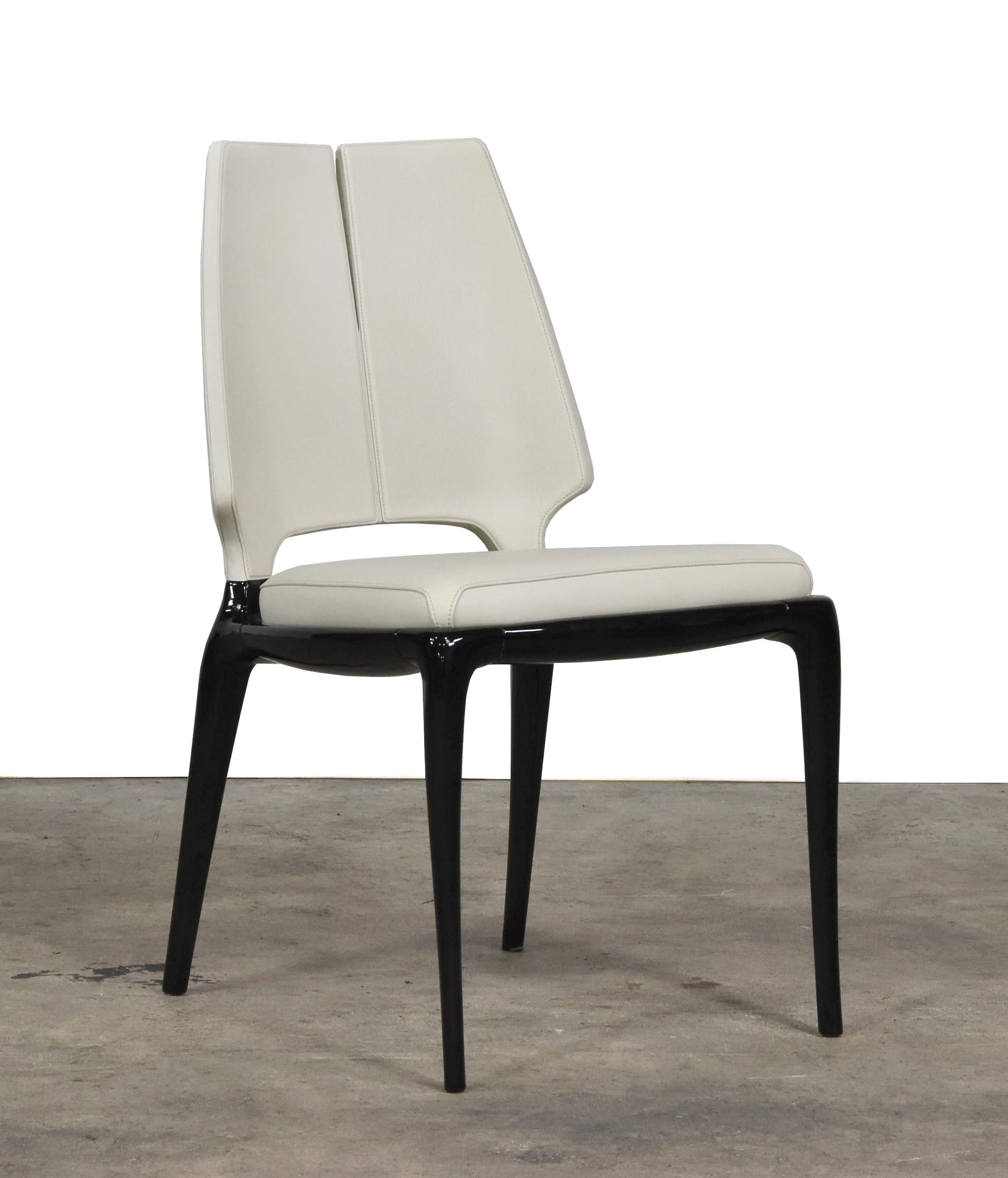 Italian Paul Mathieu X Luxury Living Contour Chair Set of 2 Cream For Sale
