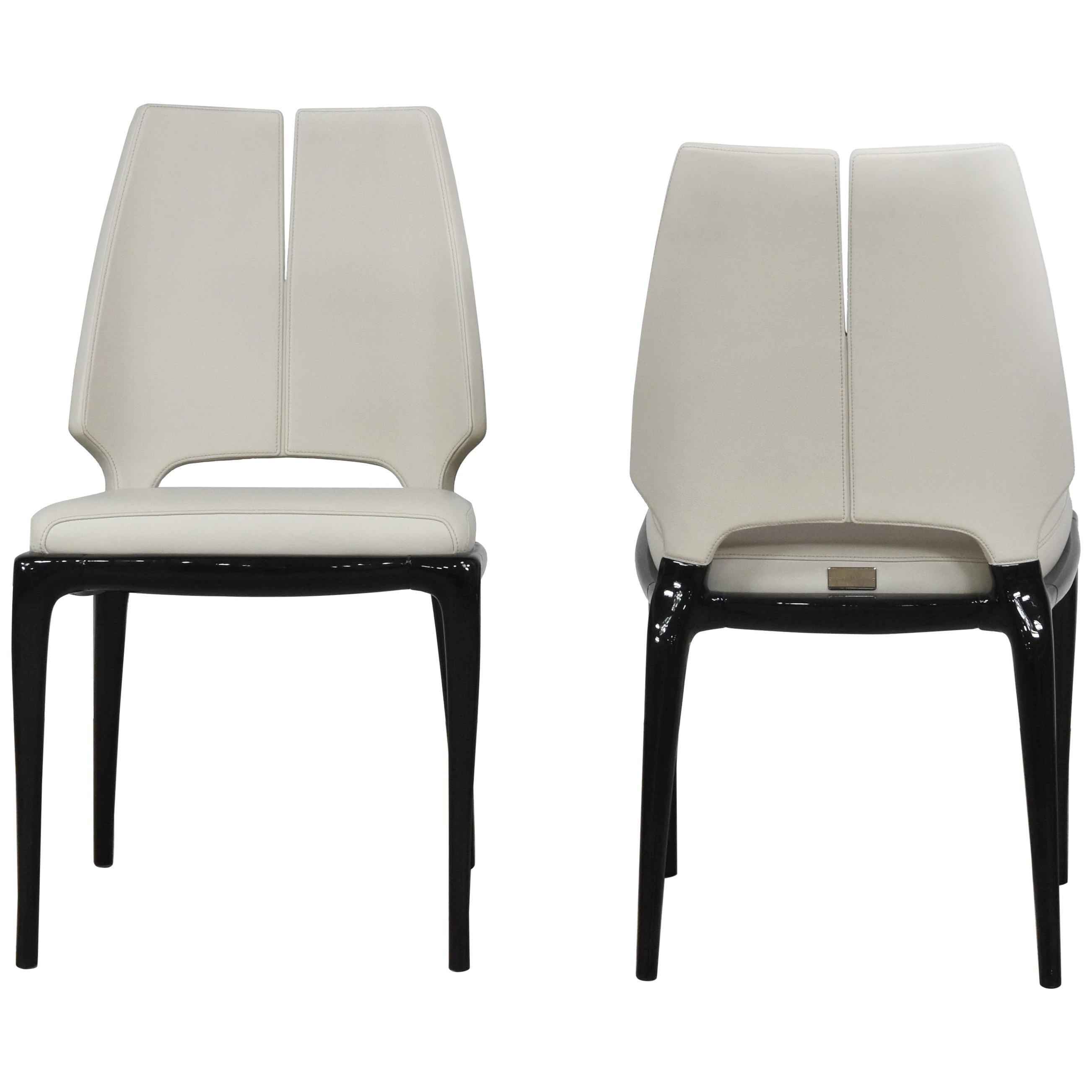 Paul Mathieu X Luxury Living Contour Chair Set of 2 Cream For Sale
