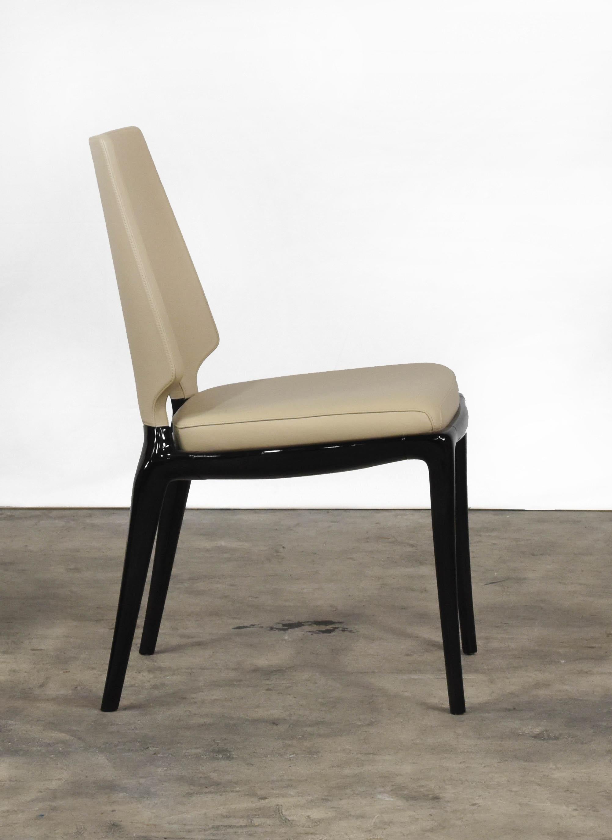 Italian Paul Mathieu x Luxury Living Contour Chair Set of 6 Beige For Sale